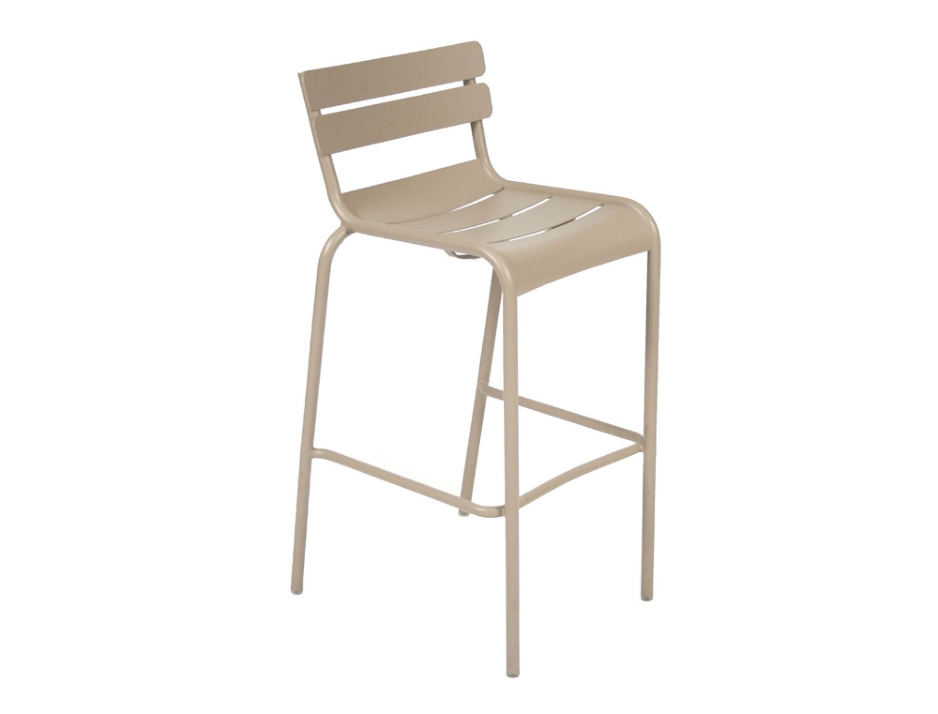 Luxembourg Barhocker von Fermob, beige, für den Außenbereich. Moderner, minimalistischer Barstuhl aus Metall.