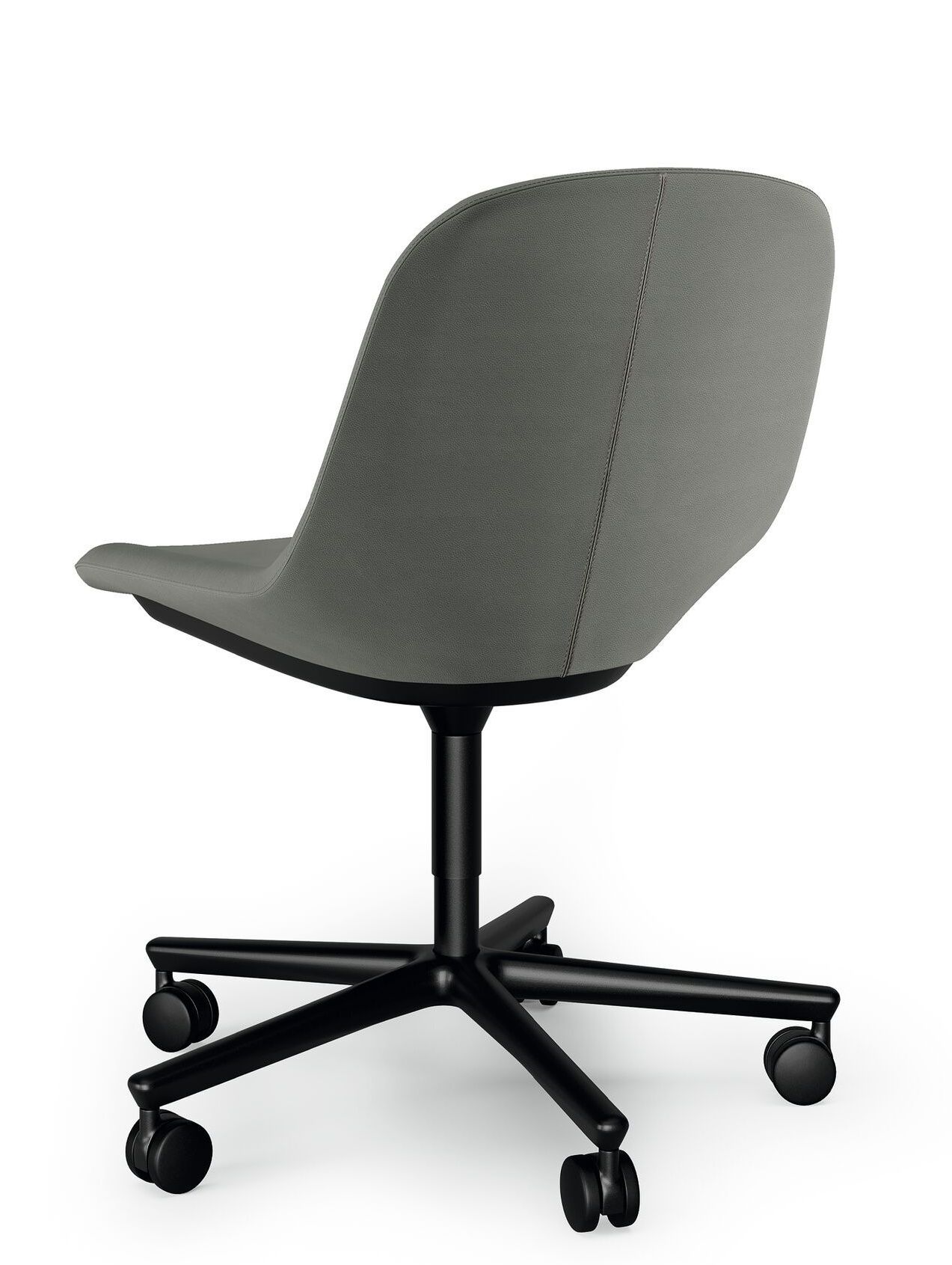 Grauer Sheru Stuhl mit Rollen von Walter Knoll, Bürostuhl mit schwarzem Fußkreuz.