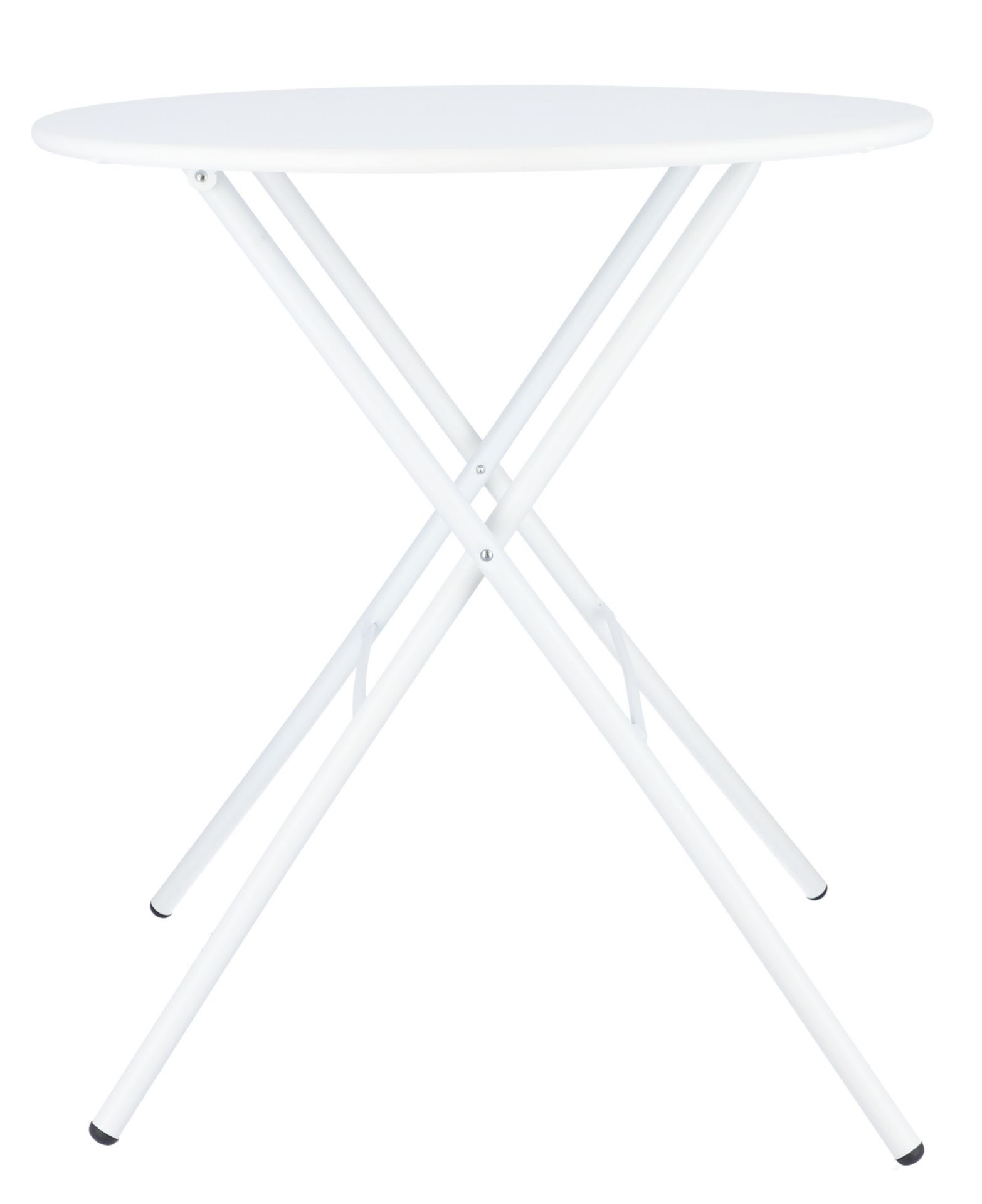 Weißer Fiam Sirio Klapptisch von Jan Kurtz, runder Gartentisch für Balkon und Terrasse.