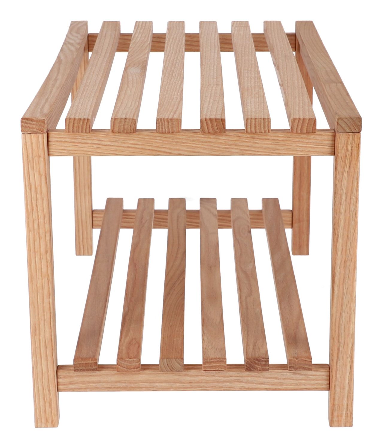 Bankier Bank Jan Kurtz: Hocker aus hellem Holz mit zwei Ablageflächen.