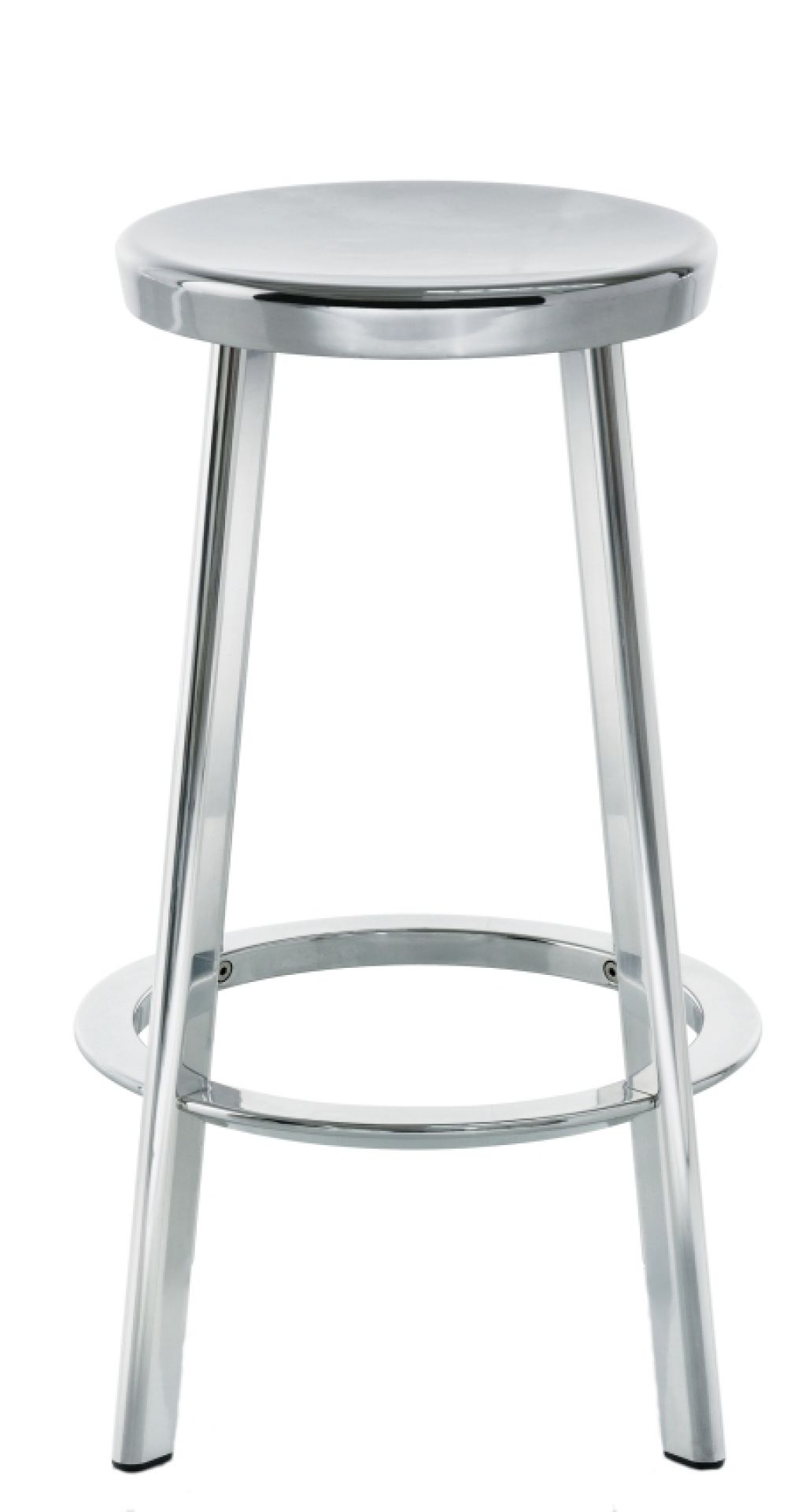 Déjà-vu Barhocker von Magis, Medium: Silberner, moderner Barstuhl mit runder Sitzfläche und Fußstütze.