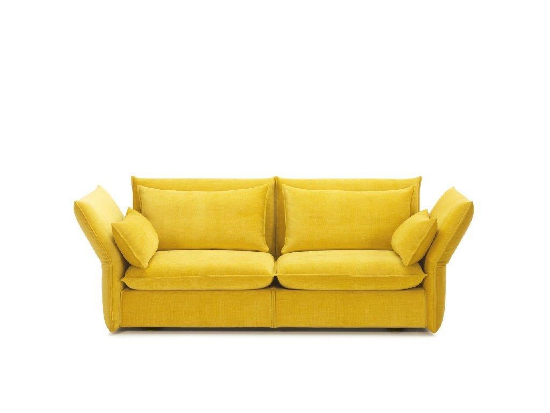 Gelbes Mariposa Sofa von Vitra, ein modernes 2,5-Sitzer Sofa mit bequemen Kissen.