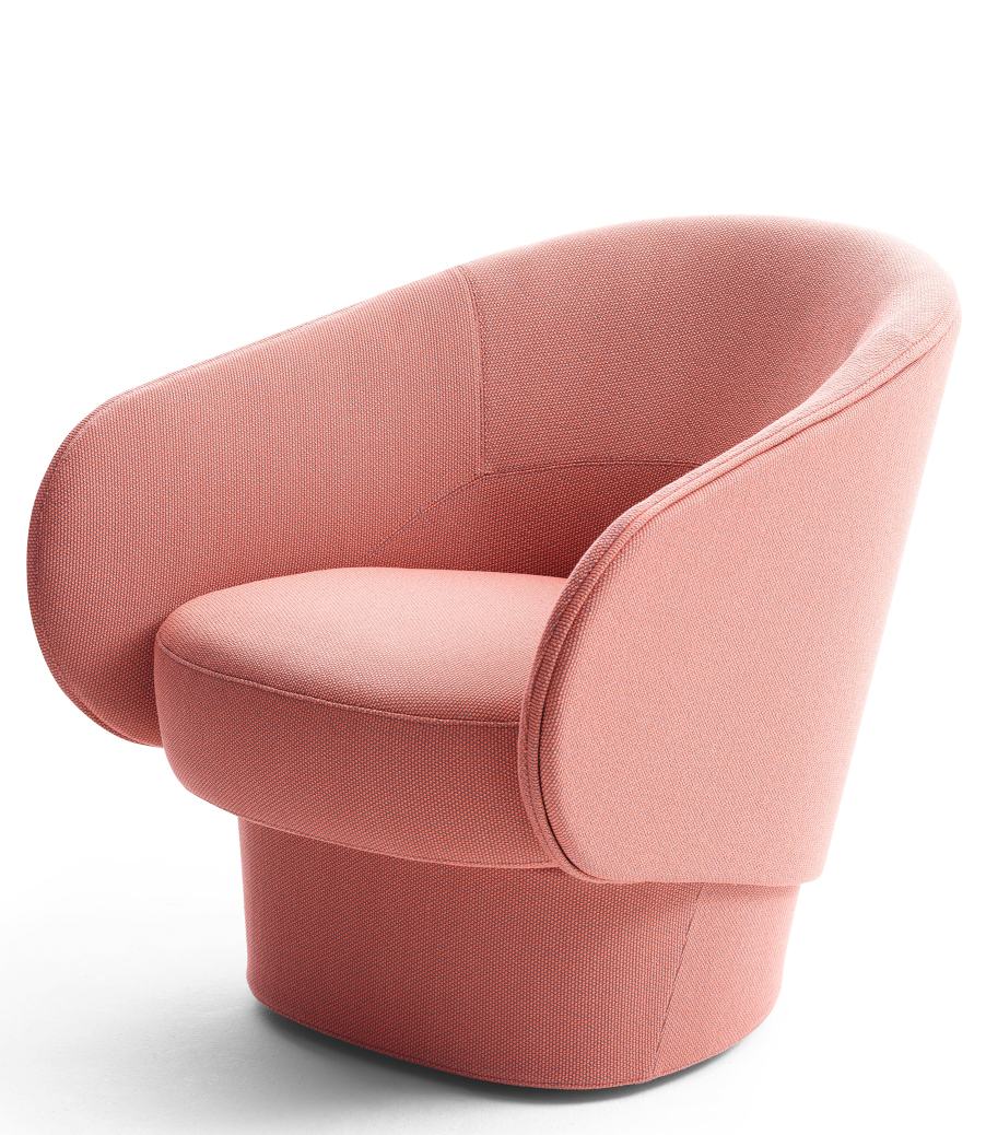 Rosa Roc Drehsessel von Cor mit Tellerfuß, moderner Sessel für Wohnzimmer und Büro.