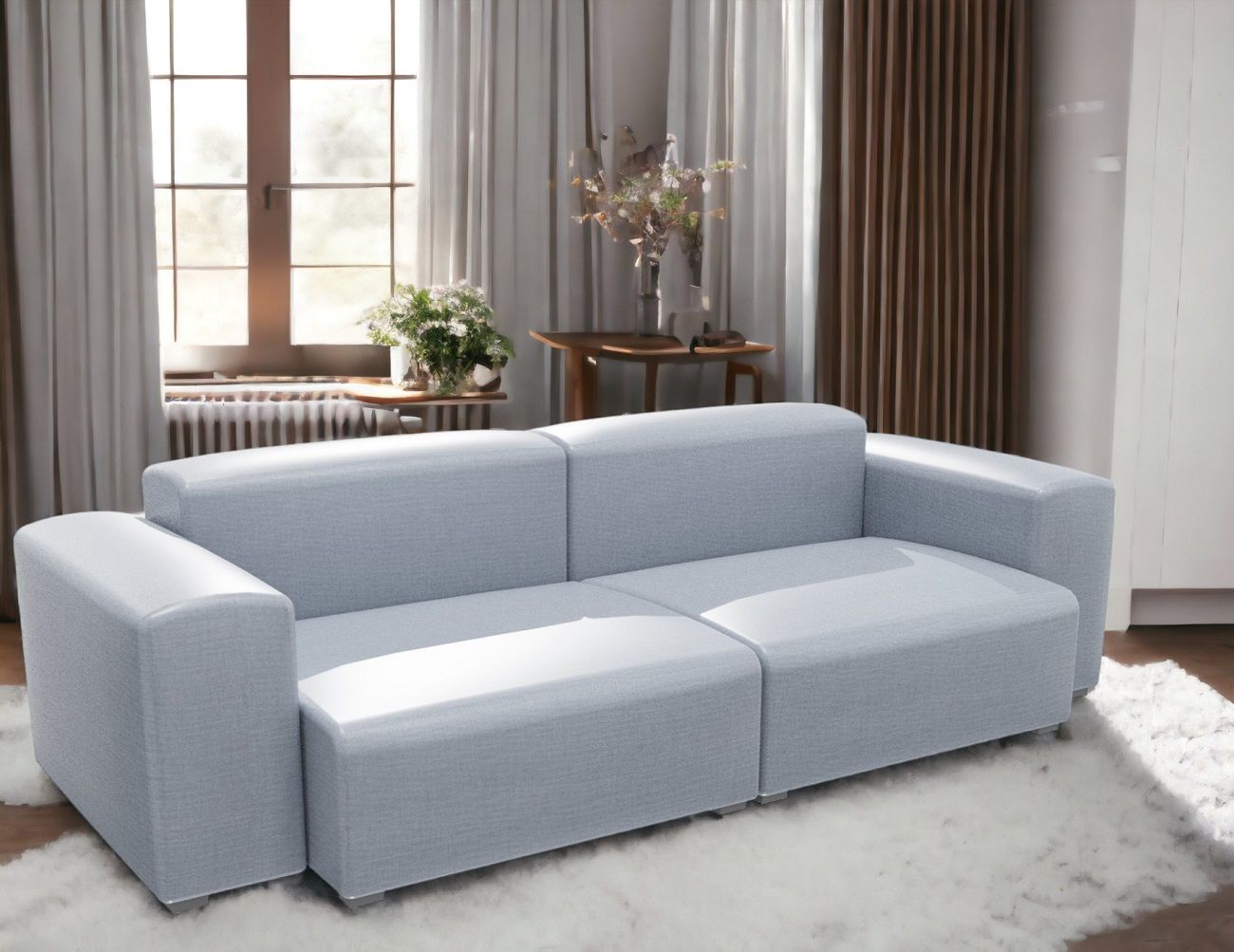 Helles Mags Soft Sofa von Hay, ein modernes 2,5-Sitzer Sofa mit niedrigen Armlehnen.