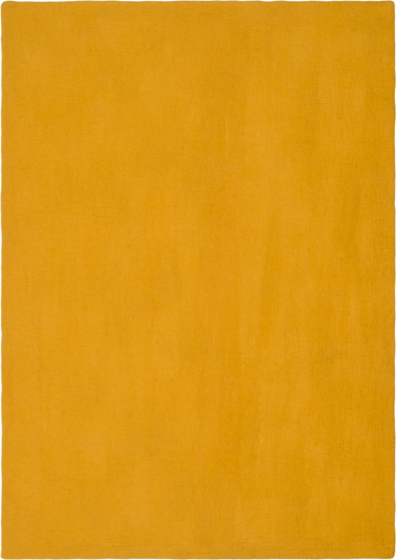Rechteckiger, senfgelber Filzteppich von myfelt, Modell Klara, 180x260 cm. Detailaufnahme des Teppichs.