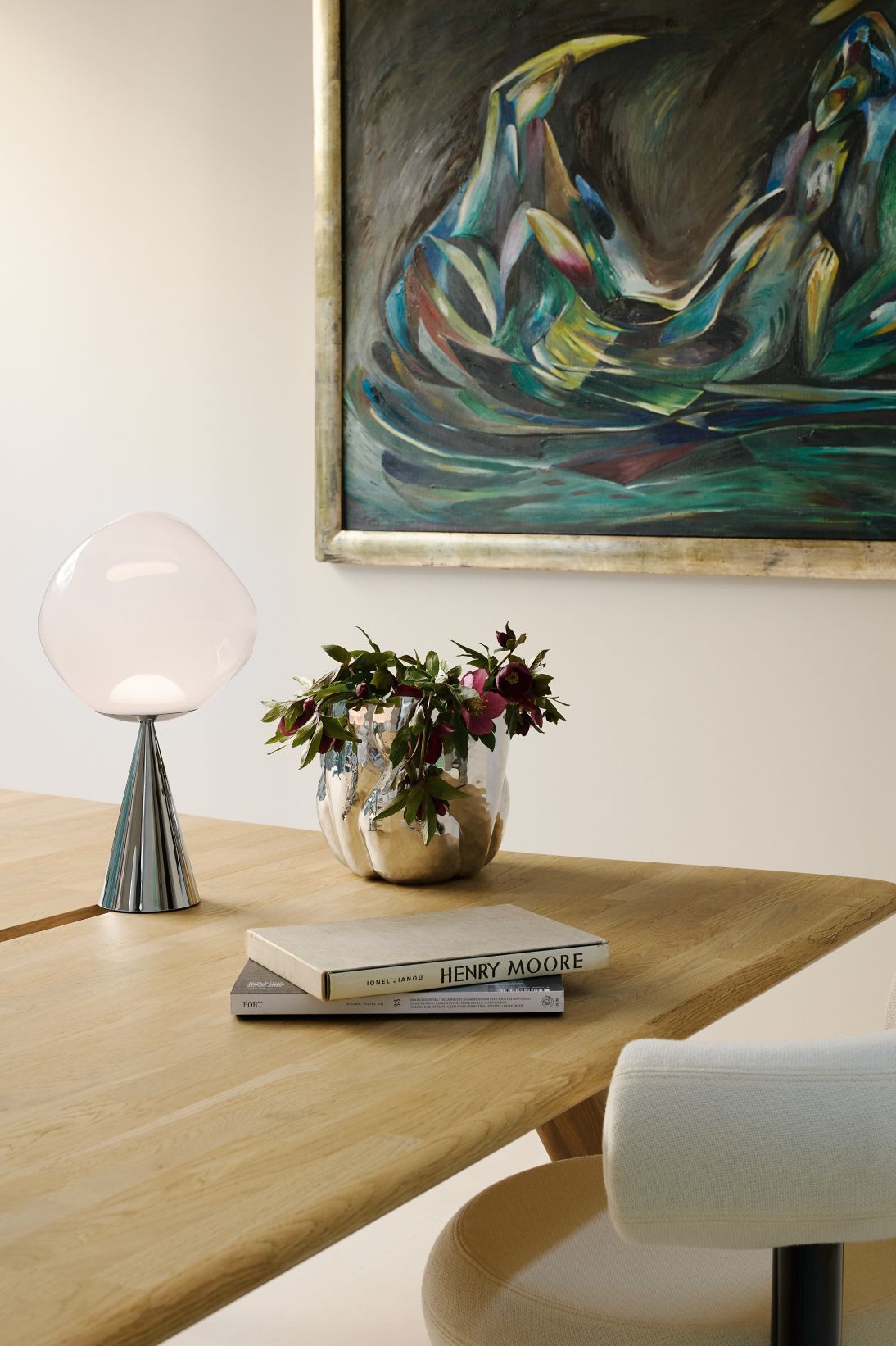 Melt Cone Fat Tischleuchte silber - opal Tom Dixon