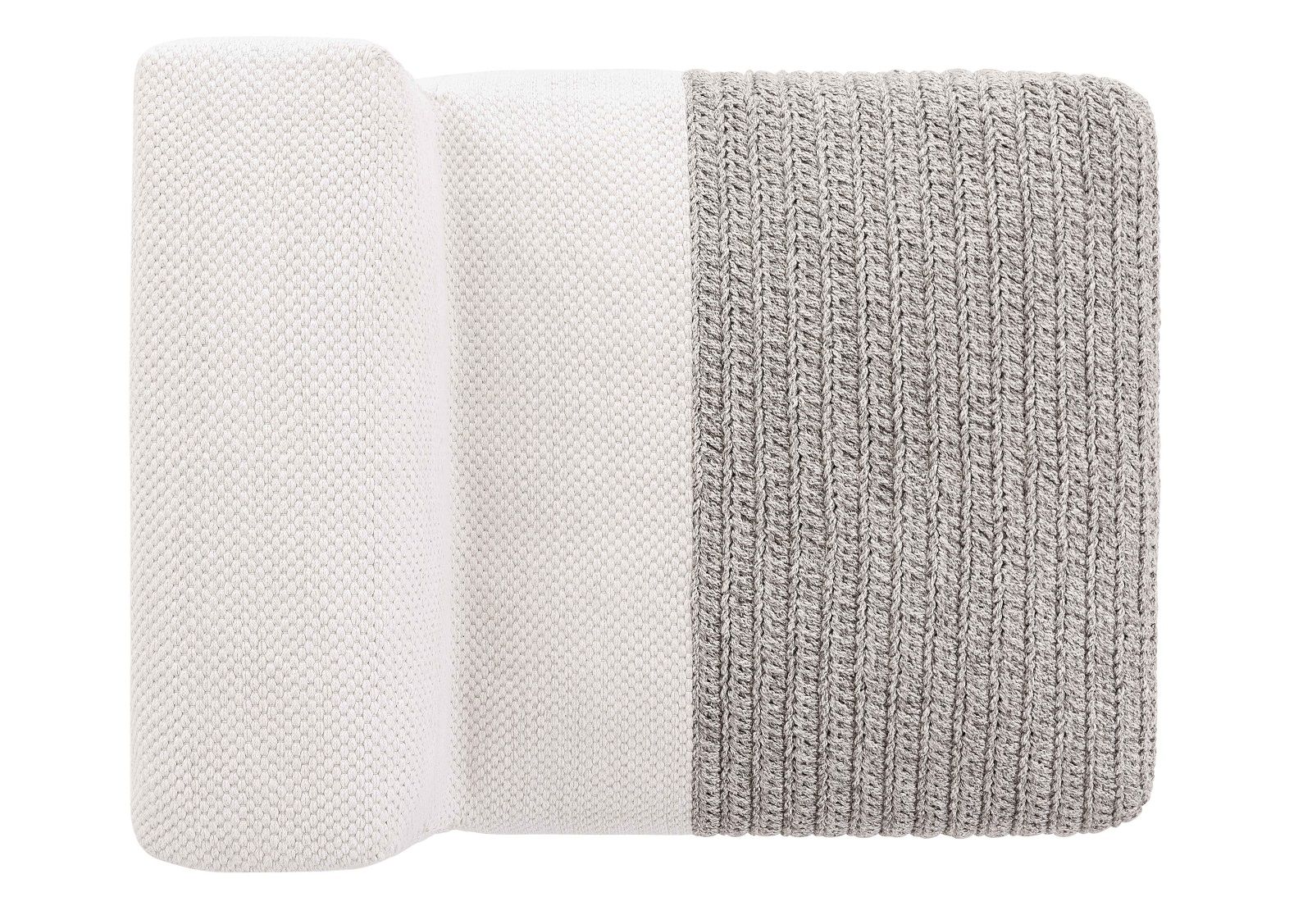 Detailaufnahme des Mangas Outdoor Modules Sessel Gan mit Strickmuster in Weiß und Grau.