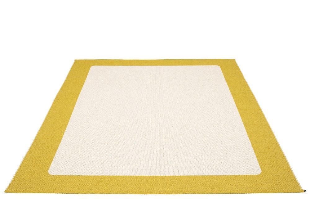 Ilda Kunststoffteppich 180x180 cm in Senfgelb: Moderner Teppich für Innen und Außen.