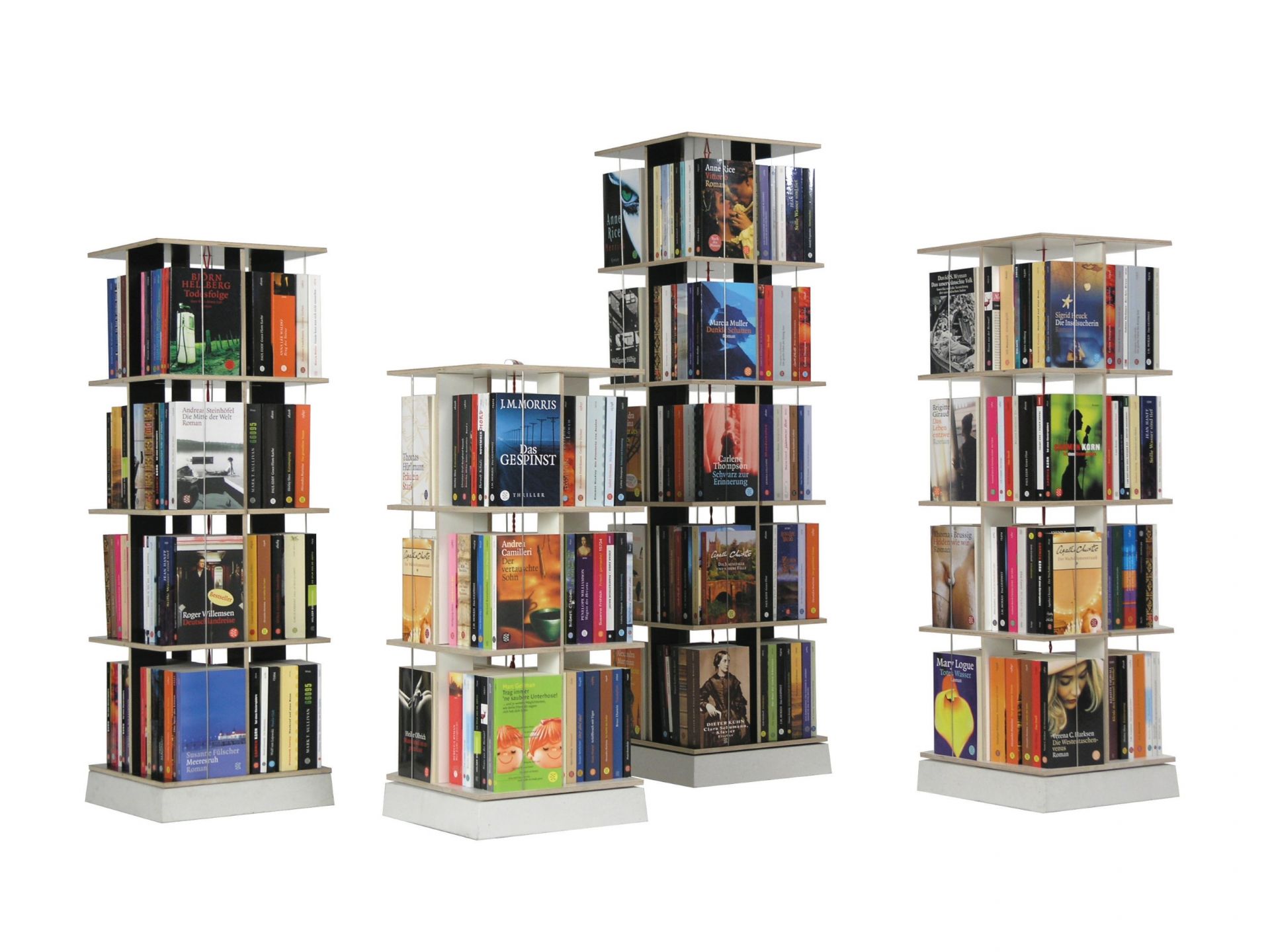 Buchstabler Bücherturm, DVD-Regal Nils Holger Moormann