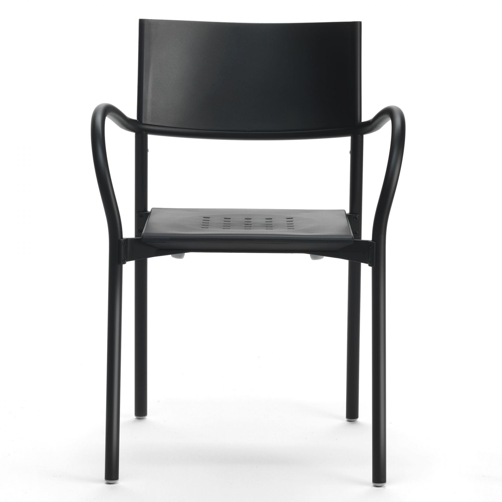 Bild eines grünen Segis Breeze Stuhls mit poliertem Aluminiumgestell für den Innen- und Außenbereich.