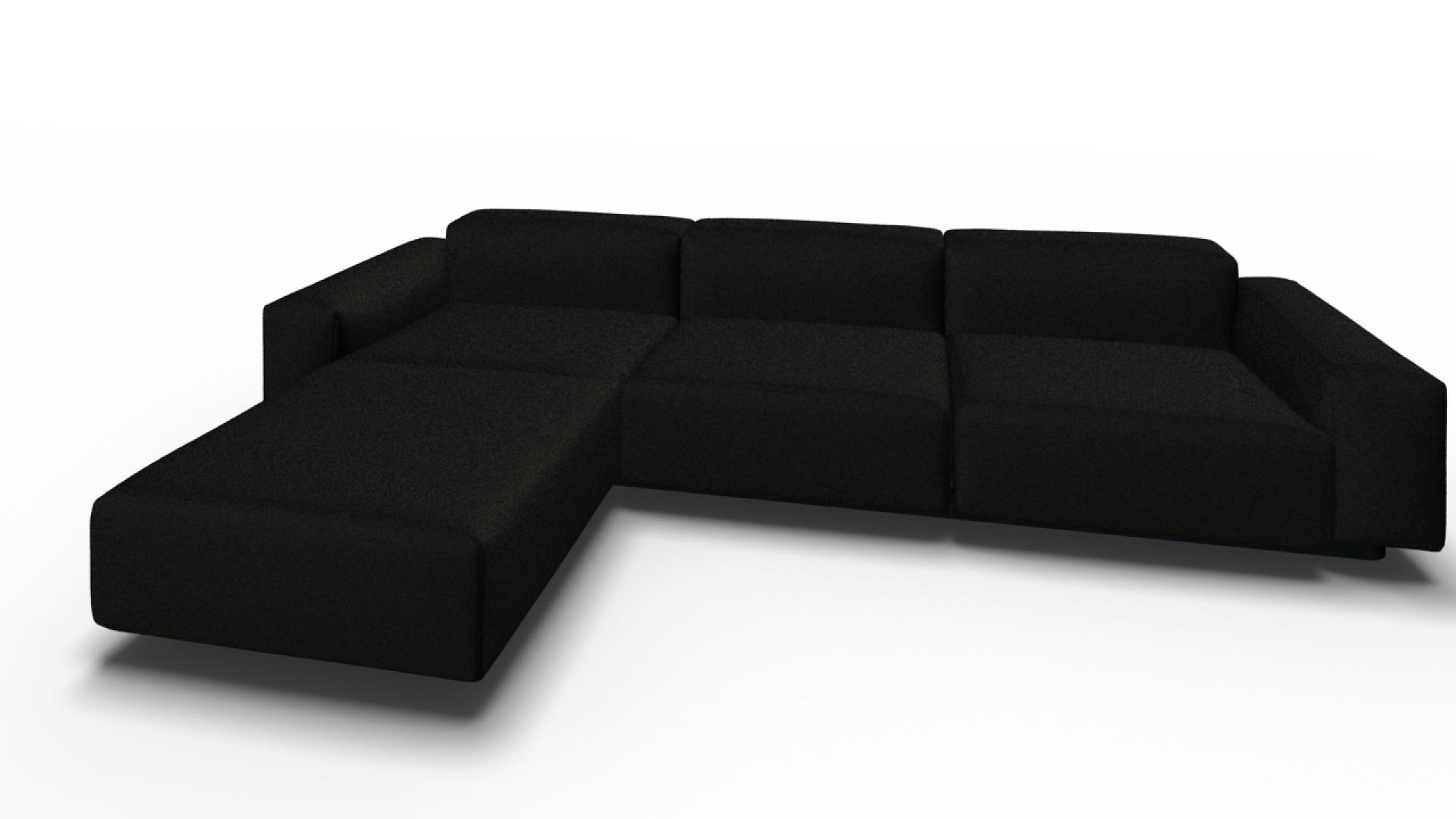 Schwarzes Soft Modular Sofa mit Chaise Longue von Vitra, modernes Design für Wohnzimmer.