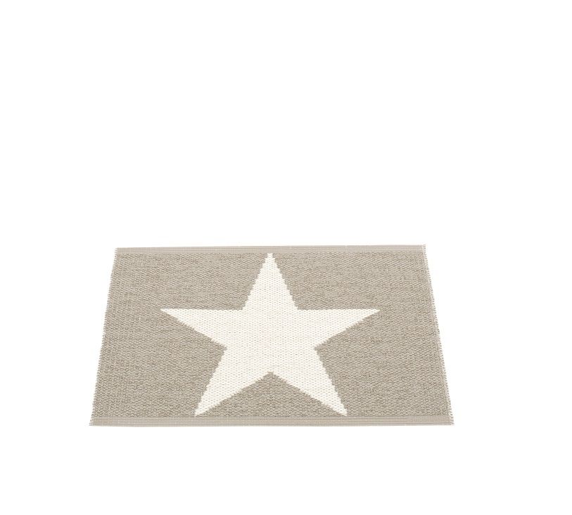 Viggo One Kunststoffteppich 70x50 cm Pappelina Schlamm mit großem weißen Sternmuster, ideal als Fußmatte.