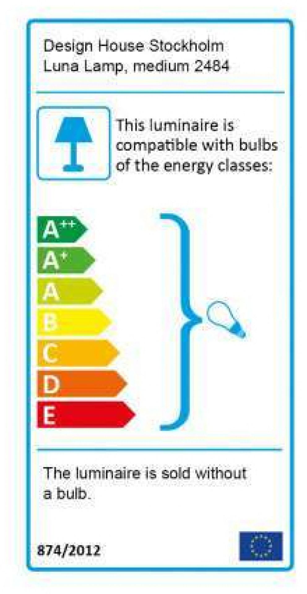 Energielabel für Design House Stockholm Luna Lamp Pendelleuchte, Energieeffizienzklasse A++ bis E.