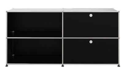 USM Haller Sideboard 2 Offen / 2 Klappen Rechts Graphitschwarz - FAST DELIVERY