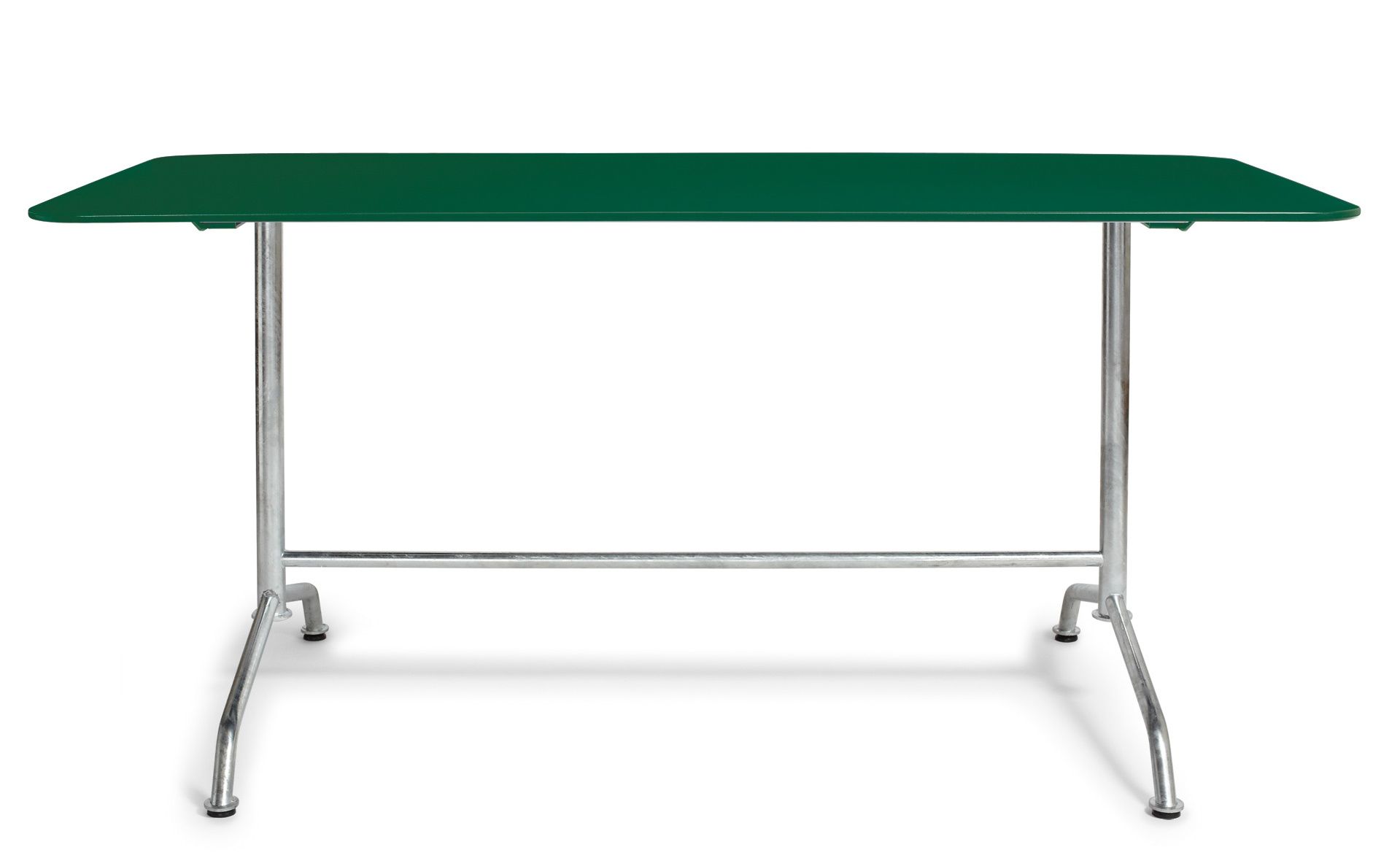 Haefeli Esstisch Outdoor: Grüner Gartentisch mit Stahlgestell für den Außenbereich.