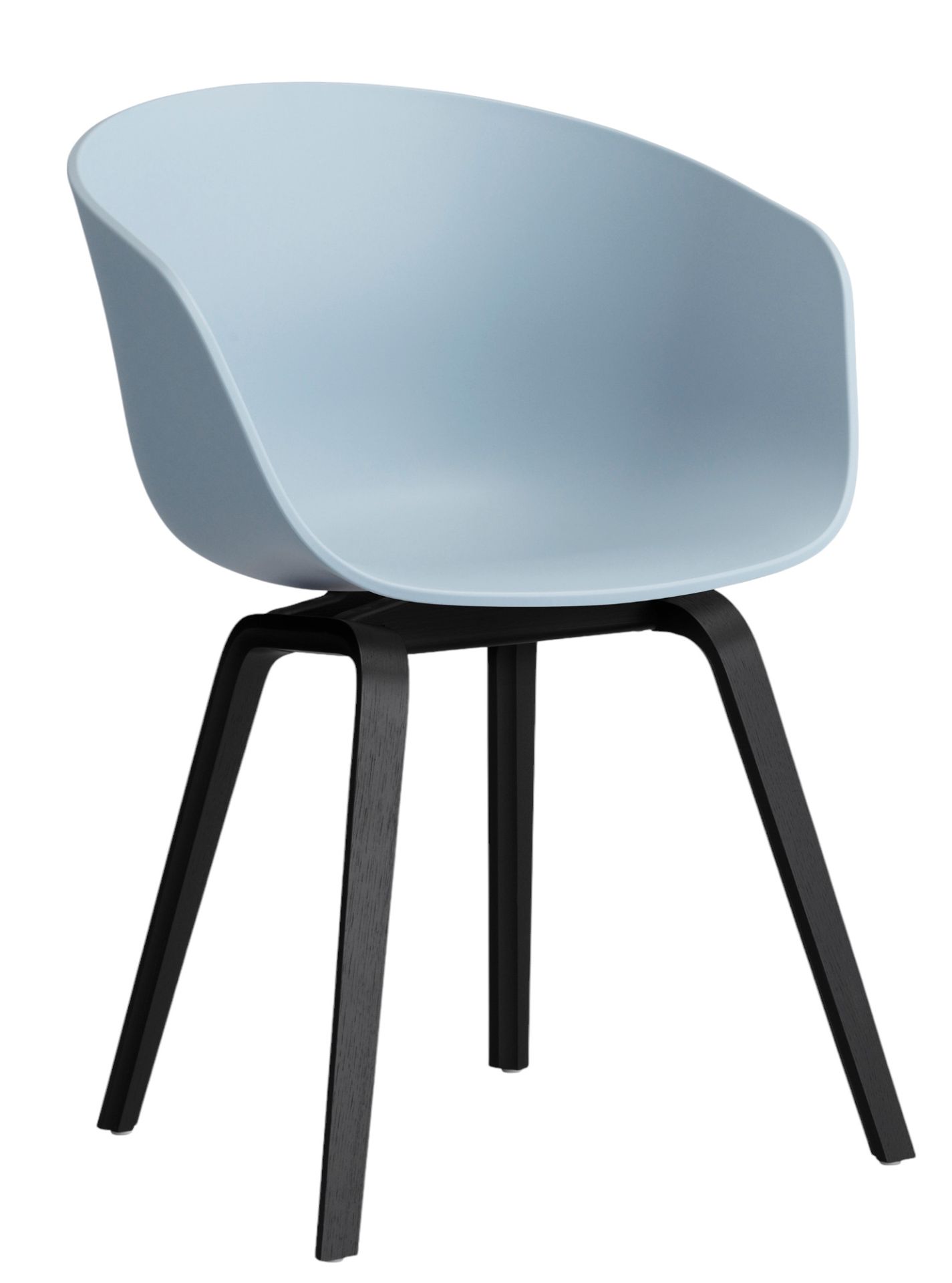 About A Chair AAC22 Stuhl in Slate Blue mit schwarzem Eichengestell. Designstuhl für Wohnzimmer.