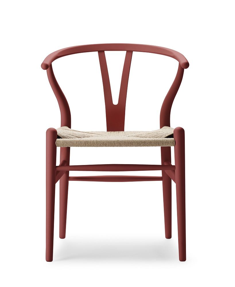 CH24 Wishbone Chair Stuhl in Falu Rot von Carl Hansen & Søn mit Papierkordel-Sitz.