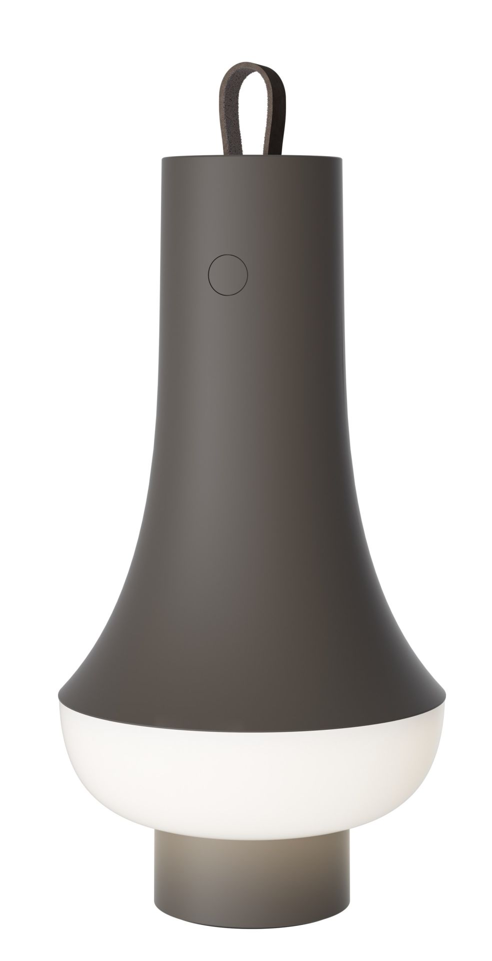 Tomoshi Akkuleuchte in Dunkelbraun: Moderne Tischleuchte von Louis Poulsen mit Tragegriff für den Innenbereich.