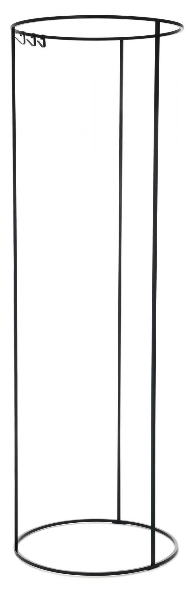 Schönbuch Rack Garderobenständer: Minimalistischer, schwarzer Kleiderständer mit Haken und runder Basis.