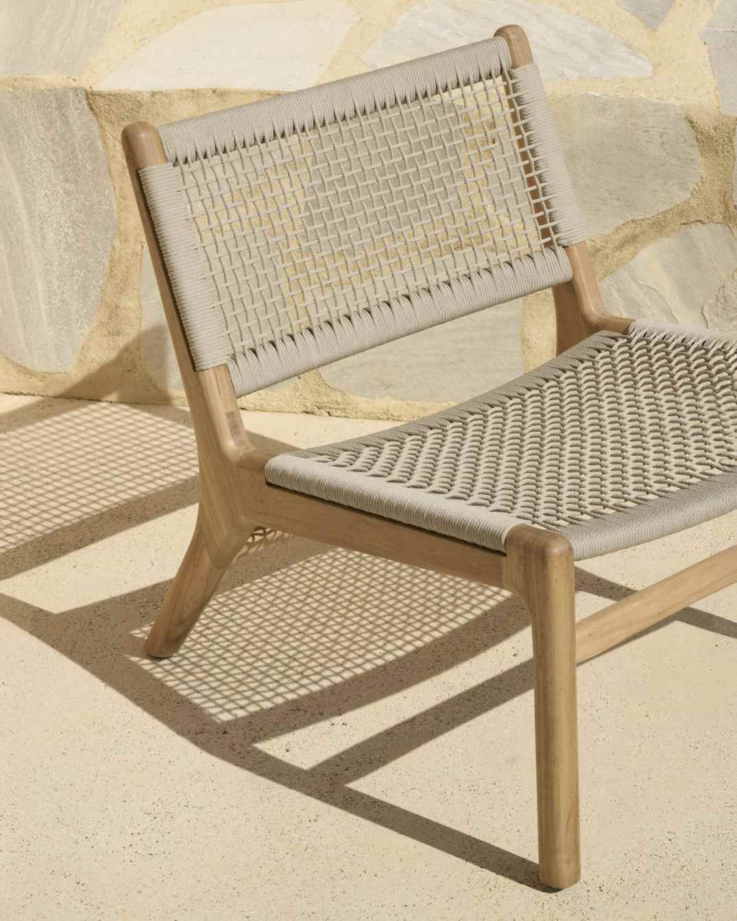 Jack Woven Outdoor Loungsessel Teak Kordel Beige Ethnicraft