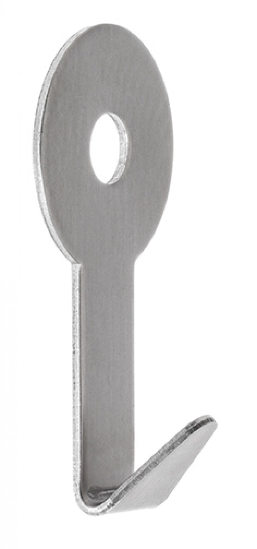 Schönbuch Haken aus Edelstahl: Einzelner, minimalistischer Wandhaken mit runder Aufhängung und gebogener Spitze.