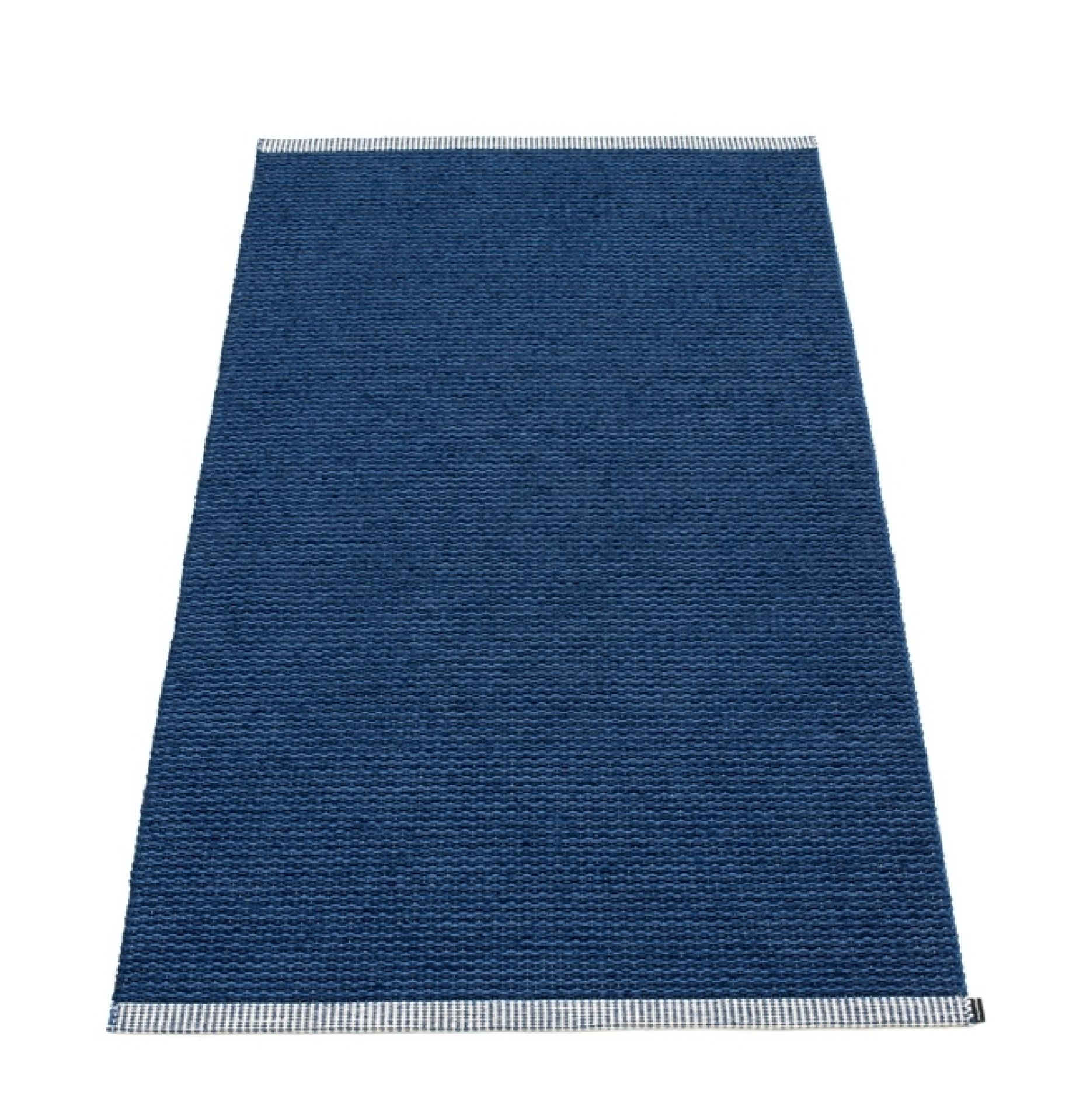 Blauer Pappelina Kunststoffteppich, Modell Mono, Größe 85x160 cm, für Innen und Außen.