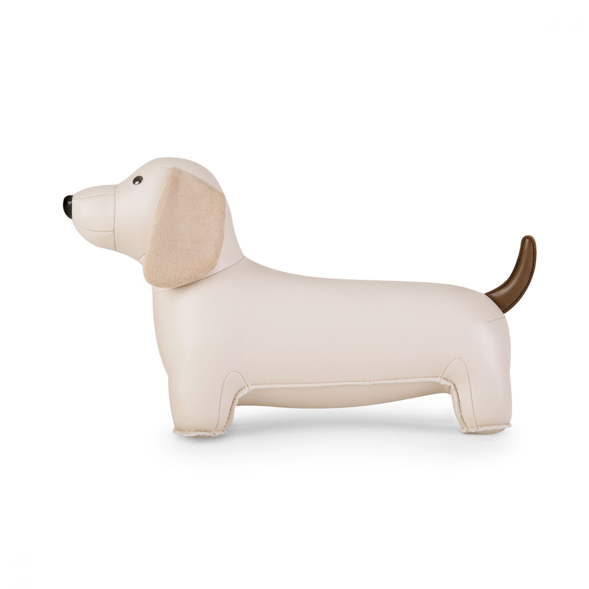 Buchstütze Dackel Züny in Weizen/Braun: Dekorative und praktische Buchstütze in Dackelform für Bücherregale.