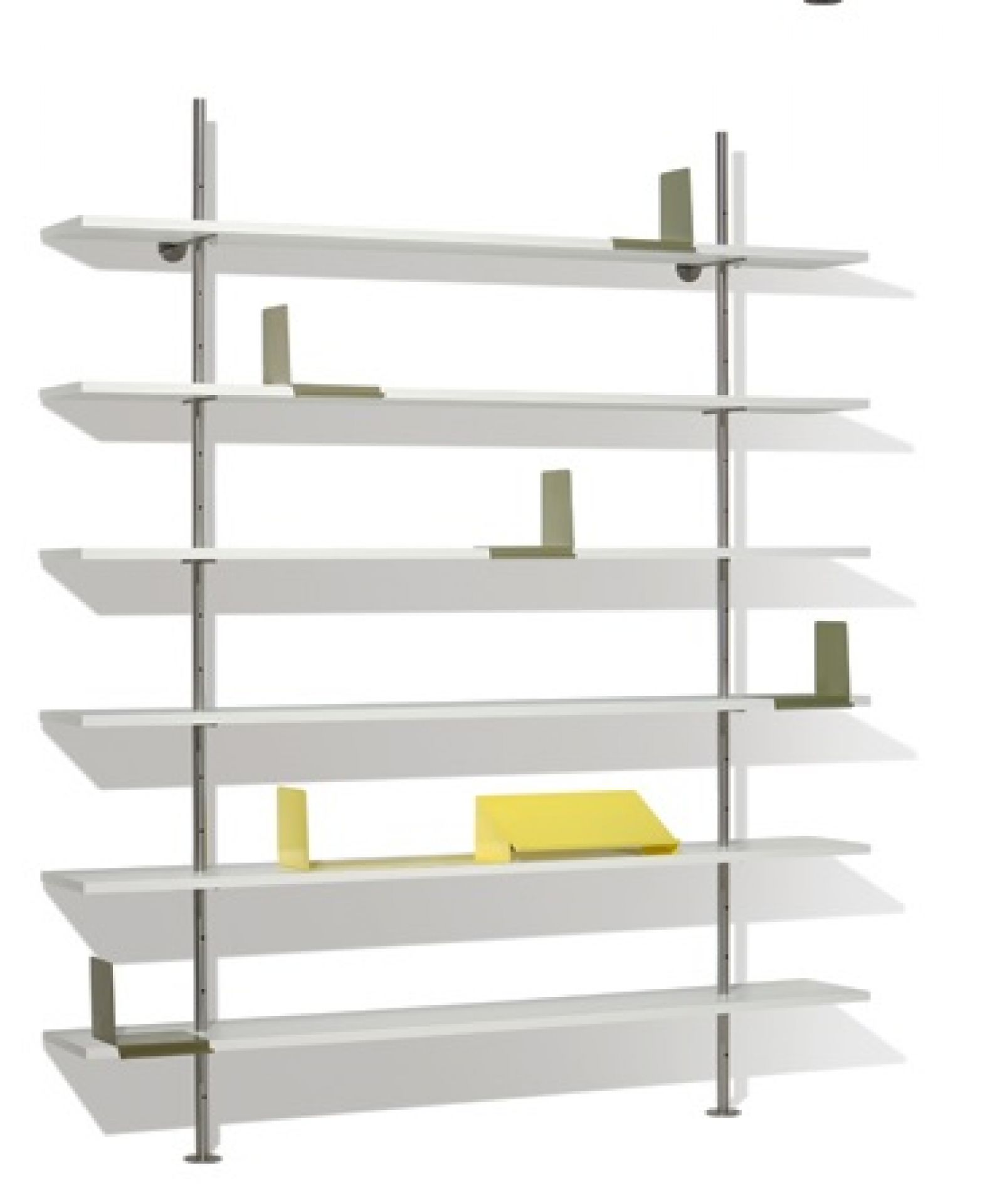 Buchstützen für ein Eiermann Regal, verschiedene Farben, zur Stabilisierung von Büchern und Gegenständen.