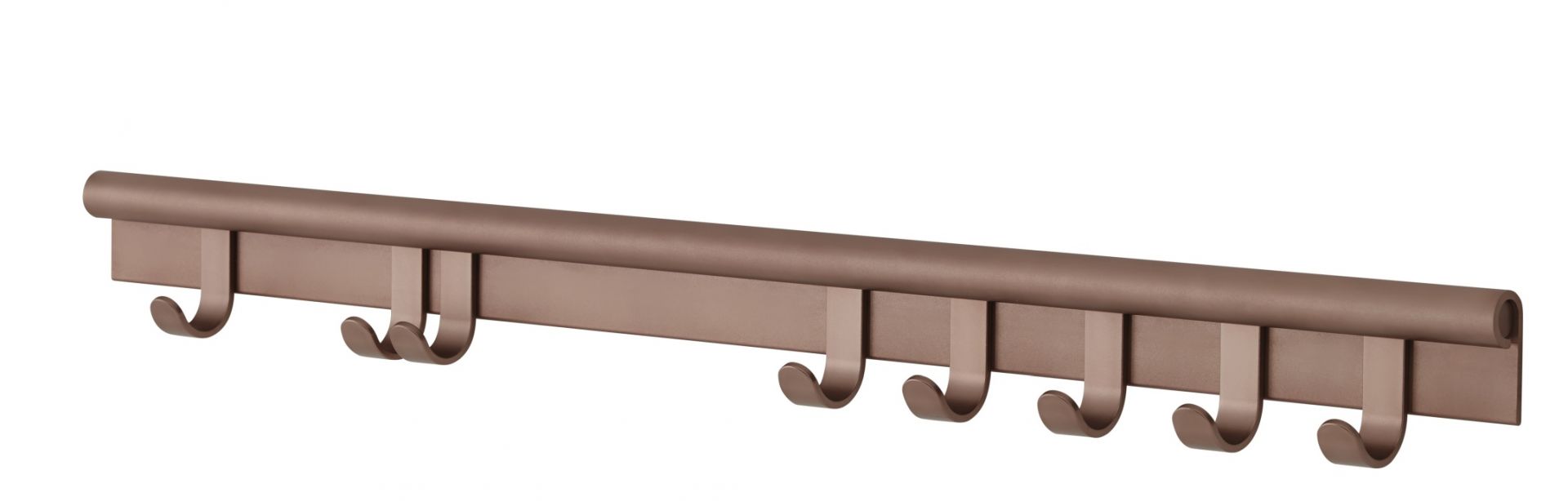 Muuto Coil Coat Rack Wandgarderobe in Braun mit mehreren Haken für Jacken und Mäntel.