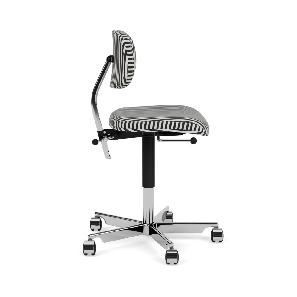 Kevi Bürostuhl 2534U Montana mit Streifenmuster, Chromgestell und Rollen, ergonomischer Arbeitsstuhl.