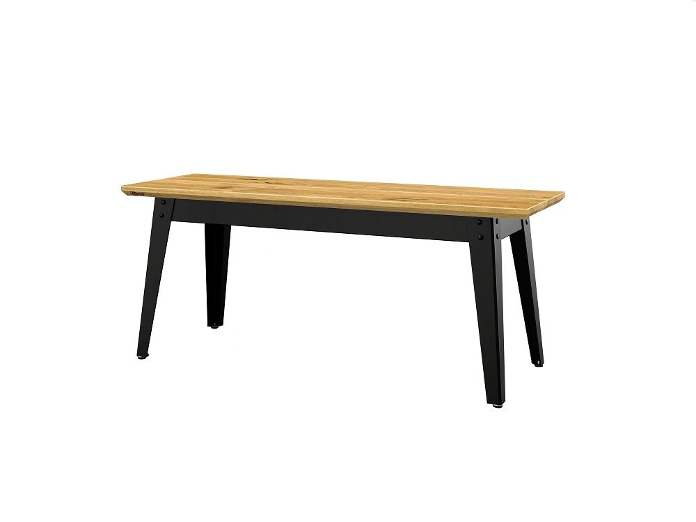 6Grad Bank Jan Cray aus Wildeiche mit schwarzem Gestell, 200 cm lange Sitzbank.