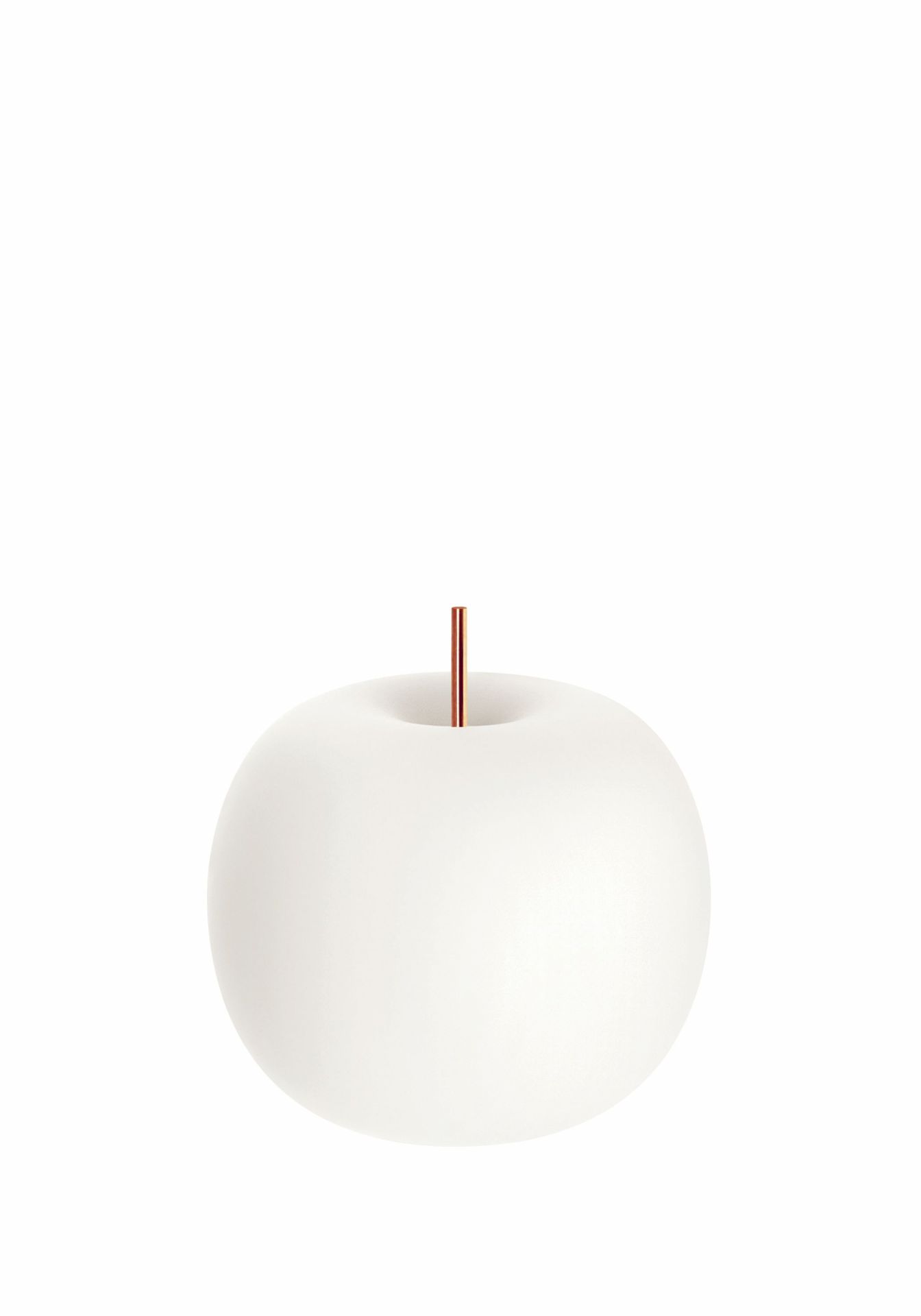 Weiße Kushi Tischleuchte mit kupferfarbenem Detail, modernes Design für Wohnzimmer und Schlafzimmer.