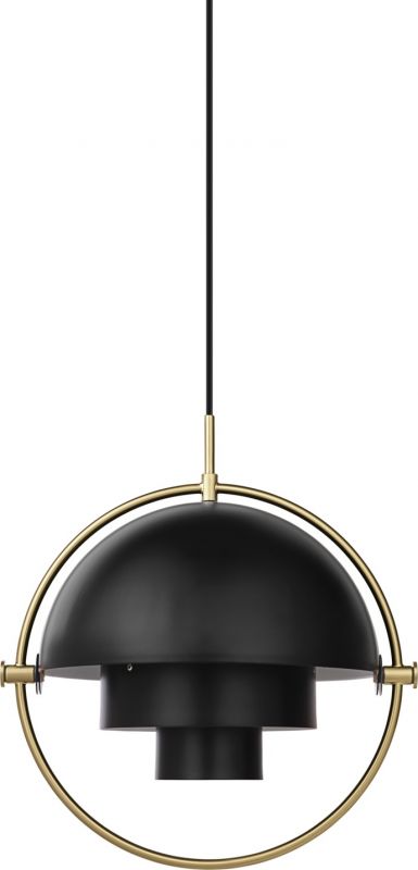 Schwarze Gubi Multi-Lite Pendelleuchte mit goldenem Rahmen für moderne Raumbeleuchtung.