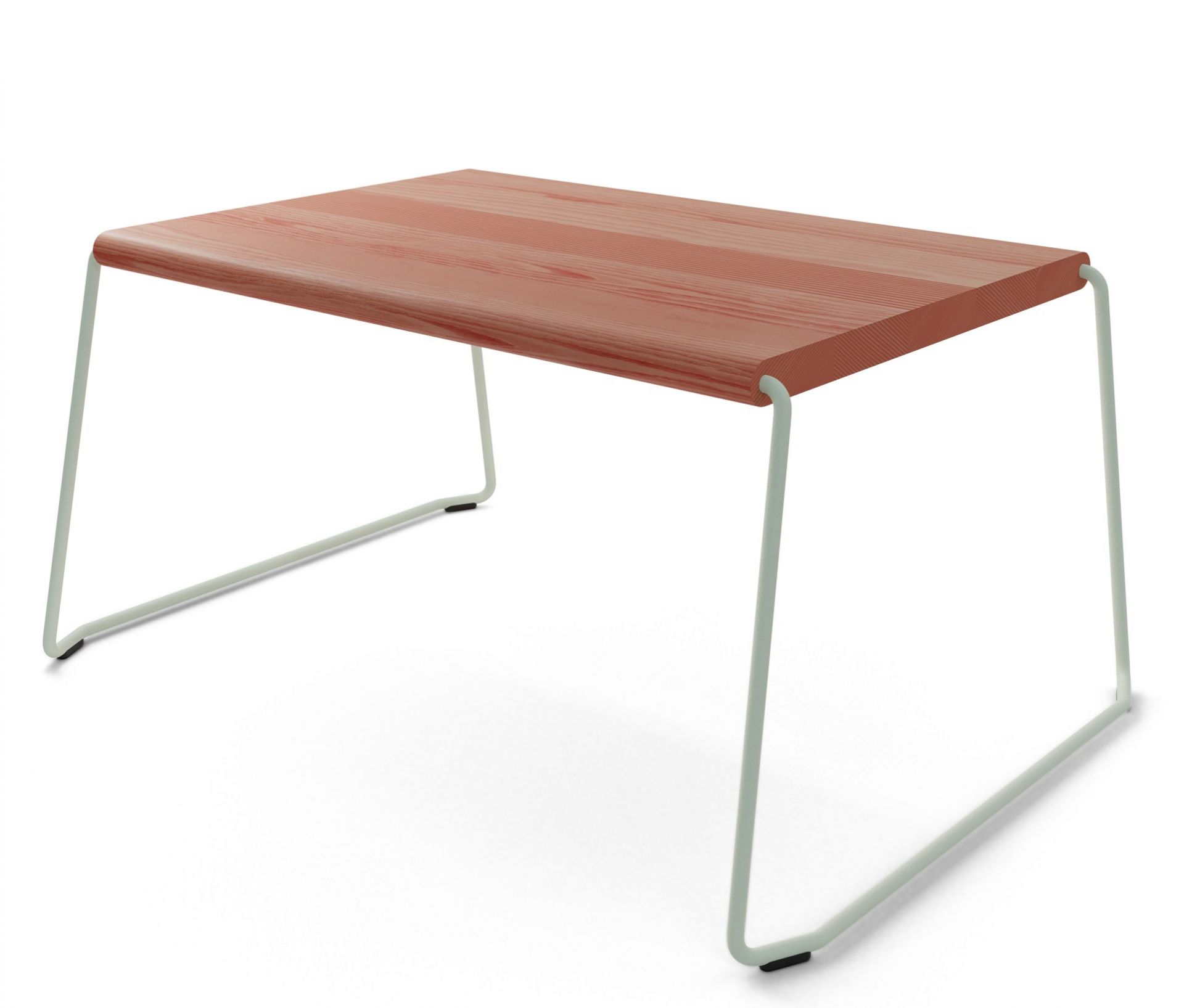 D:009 Coffeetable Melone Fuchs & Habicht: Moderner Couchtisch mit Holzplatte und mintfarbenem Metallgestell. Ideal für Wohnzimmer.