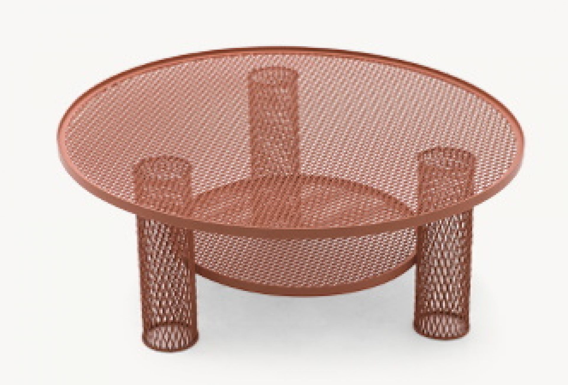Net Beistelltisch von Moroso, groß, aus Metallgeflecht in Kupferrot. Moderner Design Beistelltisch.