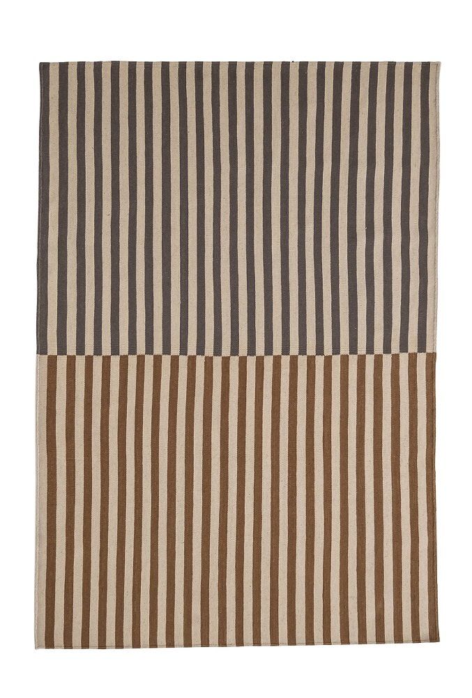 Ceras Teppich von Nanimarquina, 200x300 cm, mit braunen und beigen Streifen. Moderner Wollteppich.
