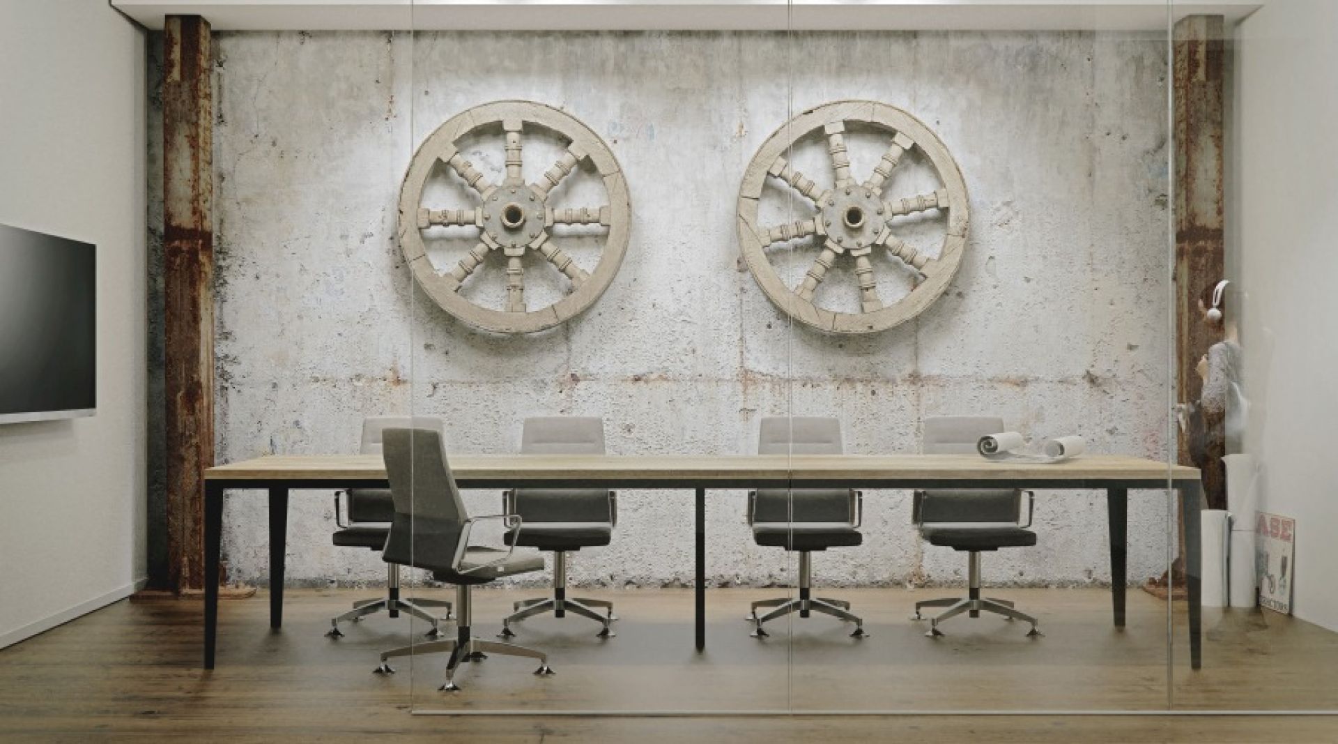 Floy Esstisch Trebord: Moderner Holztisch mit schwarzem Gestell für Esszimmer oder Konferenzraum.