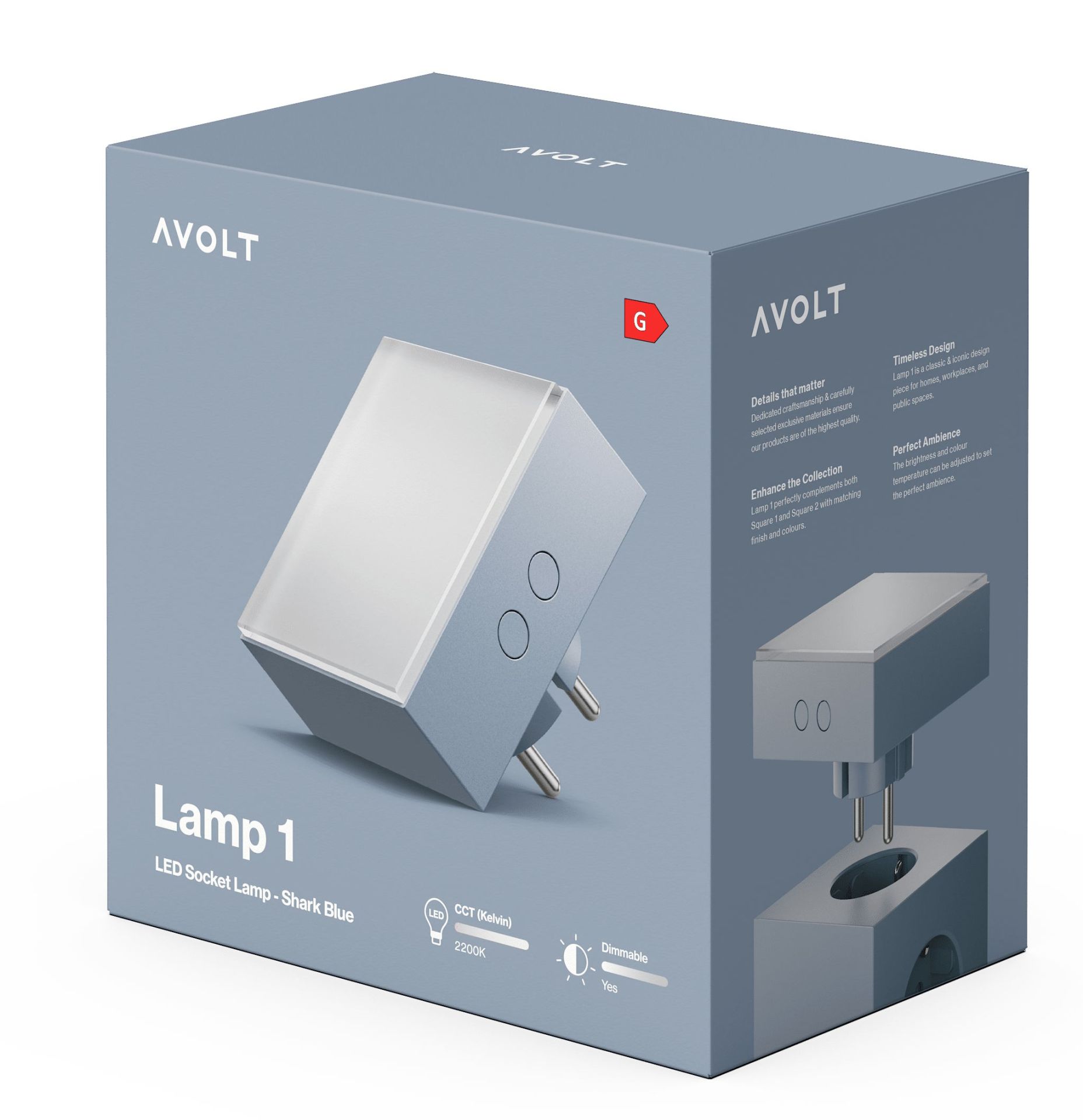 Lamp 1 LED Socket Light Licht dfp Design Shark blau