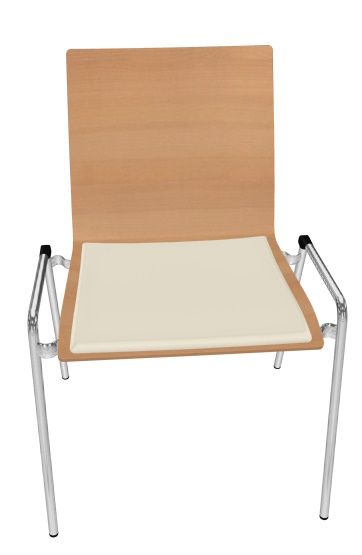 Thonet Stuhl S 262 SP: Holzstuhl ohne Armlehne mit Spiegelpolster, Chromgestell, moderner Bürostuhl.