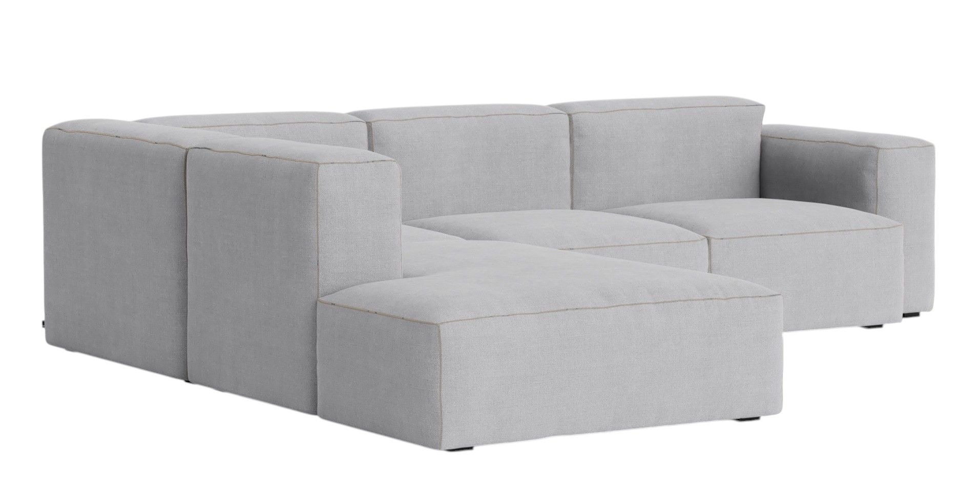 Helles Mags Soft Sofa Eckkombination mit niedriger Armlehne links von Hay, modernes Wohnzimmermöbel.