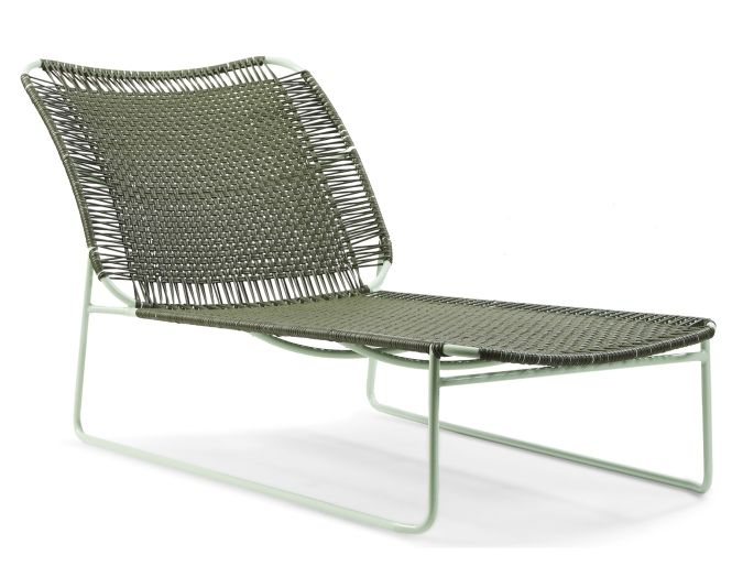 Cielo Daybed Liege für den Außenbereich in Olivegrün und Pastellgrün, moderne Gartenliege.