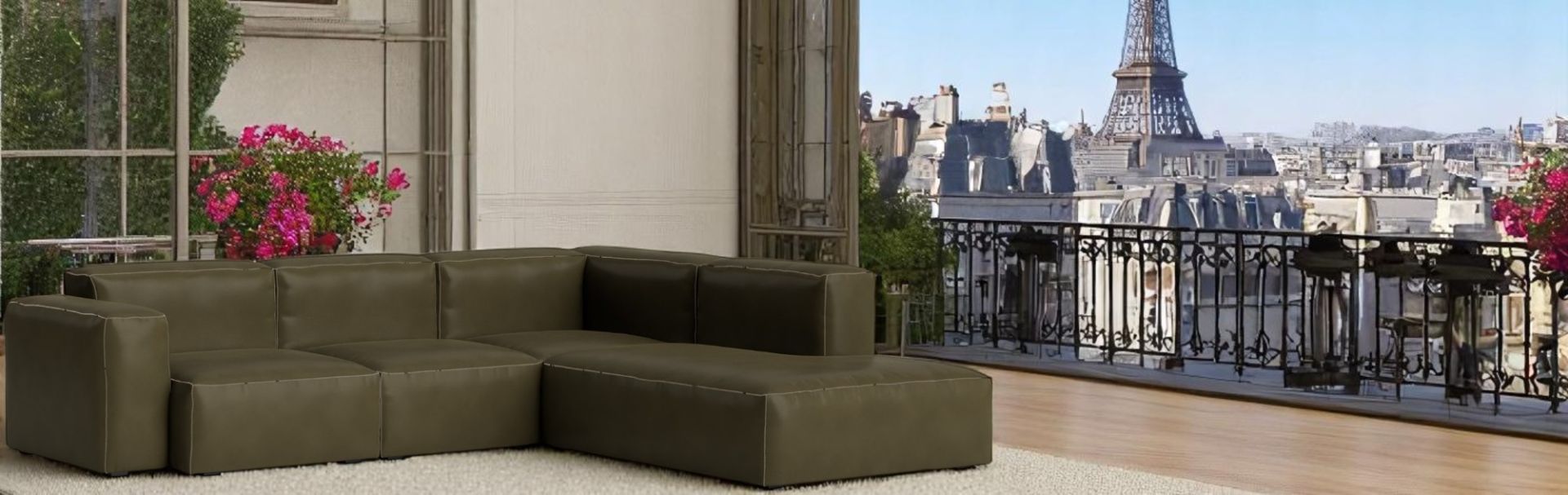 Grün-weißes Mags Soft Sofa Eckkombination mit beigem Stich, modernes Design für Wohnzimmer und Loungemöbel.