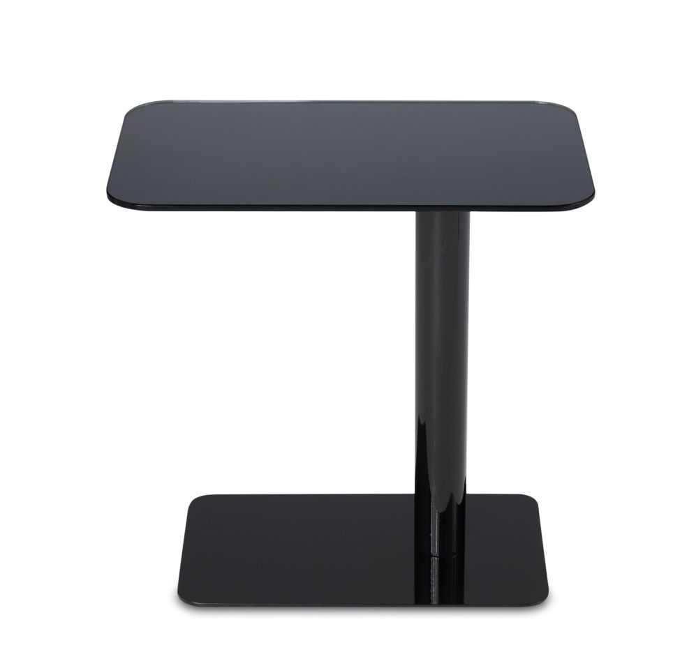 Schwarzer Flash Beistelltisch von Tom Dixon: Moderner Couchtisch mit glänzender Oberfläche für Wohnzimmer.