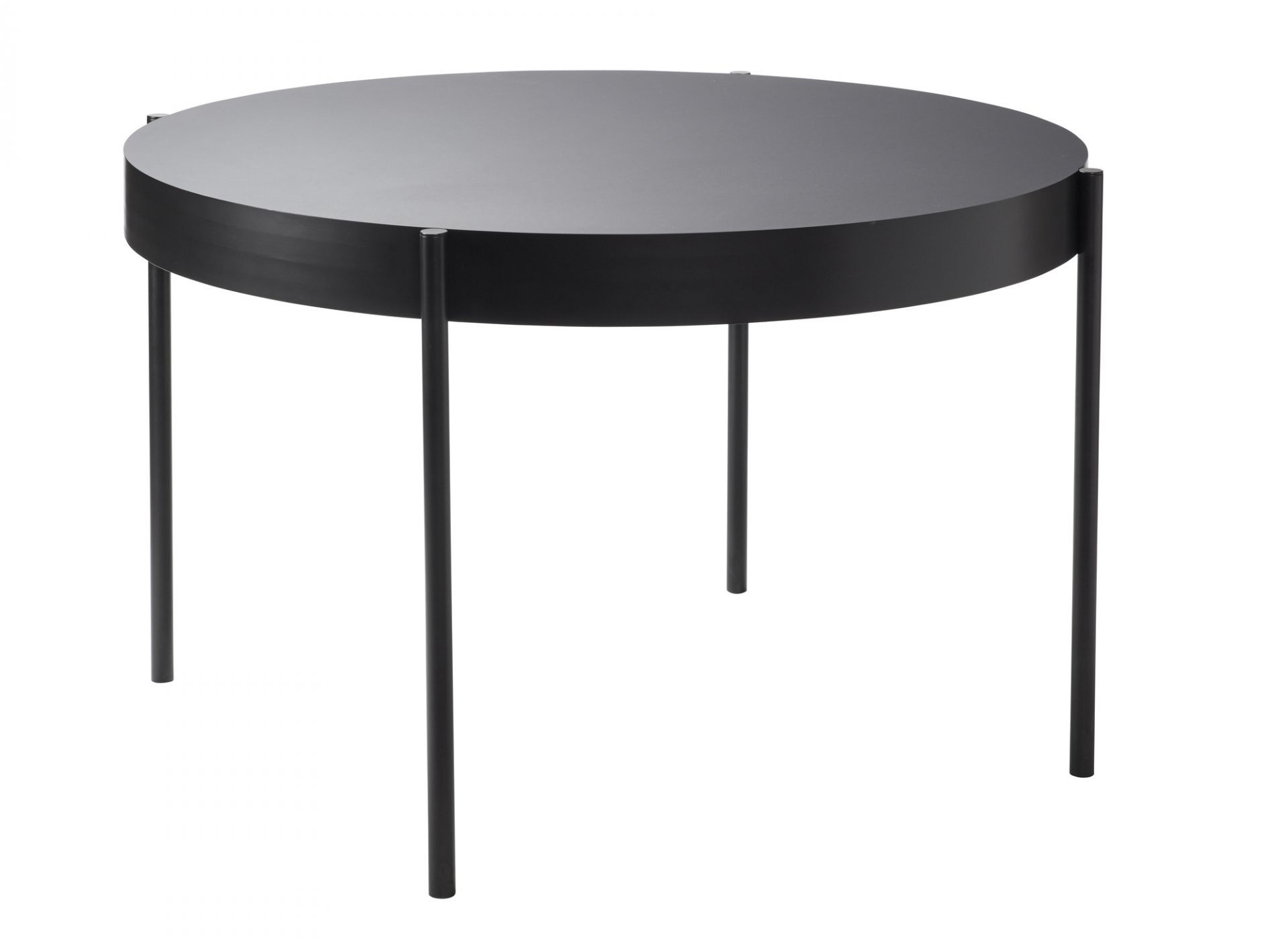Schwarzer Series 430 Tisch von Verpan, runder Esstisch mit minimalistischem Design und vier Beinen.