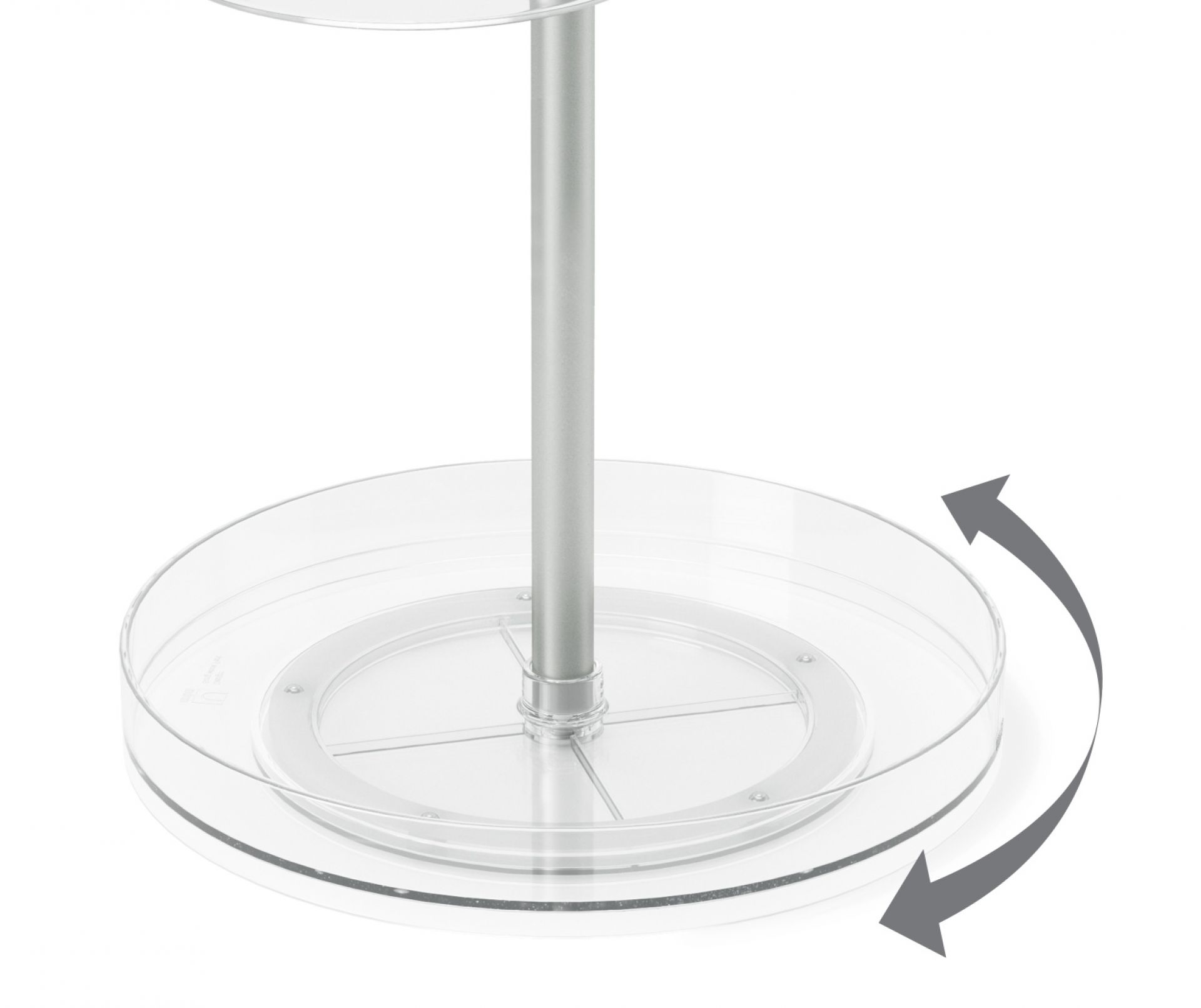 Detailaufnahme des drehbaren Umbra Pirouette Organizer, ideal für Küche und Bad.