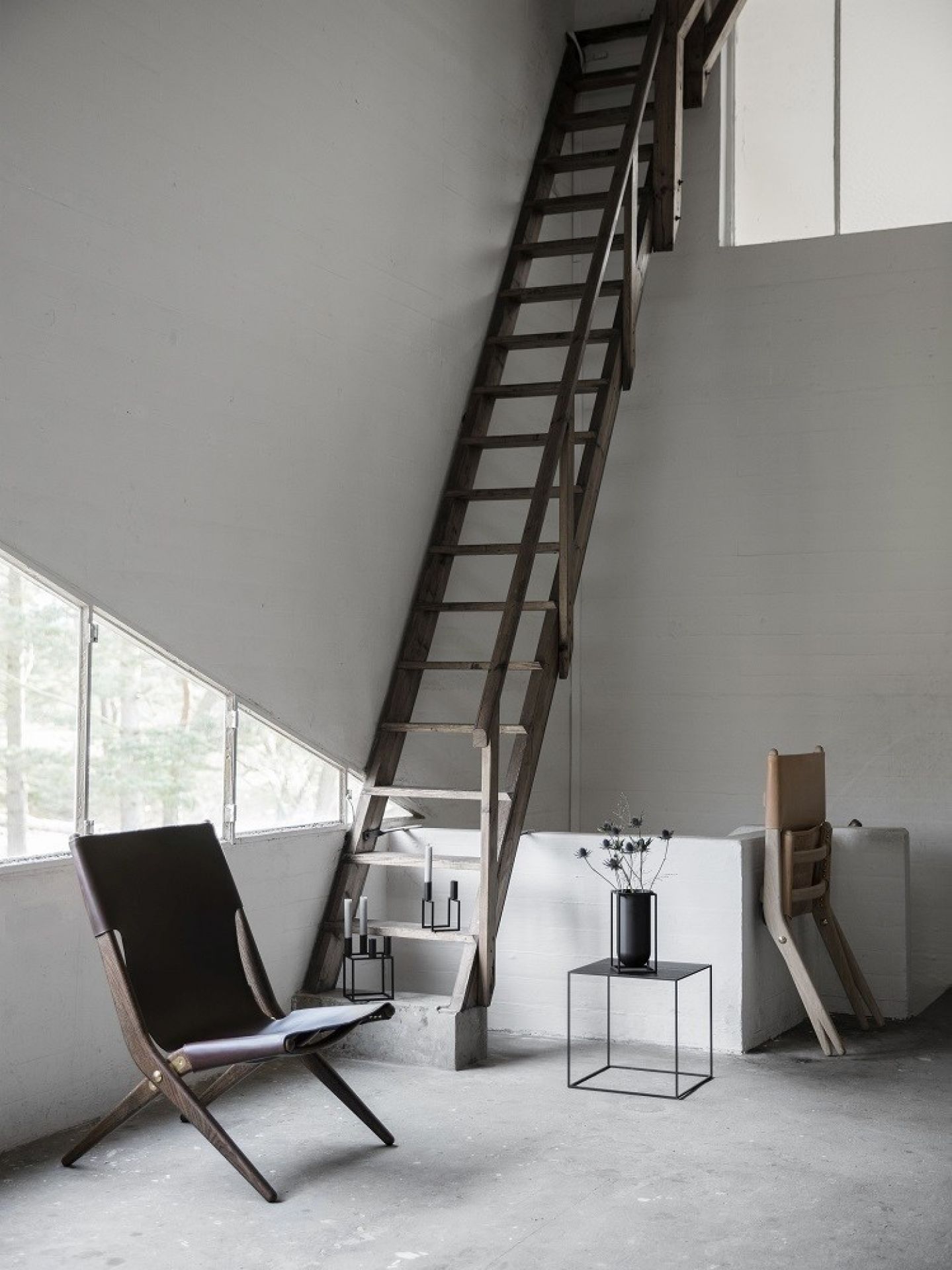 Saxe Chair mit schwarzem Leder und Eiche Gestell, Design Sessel von by Lassen.