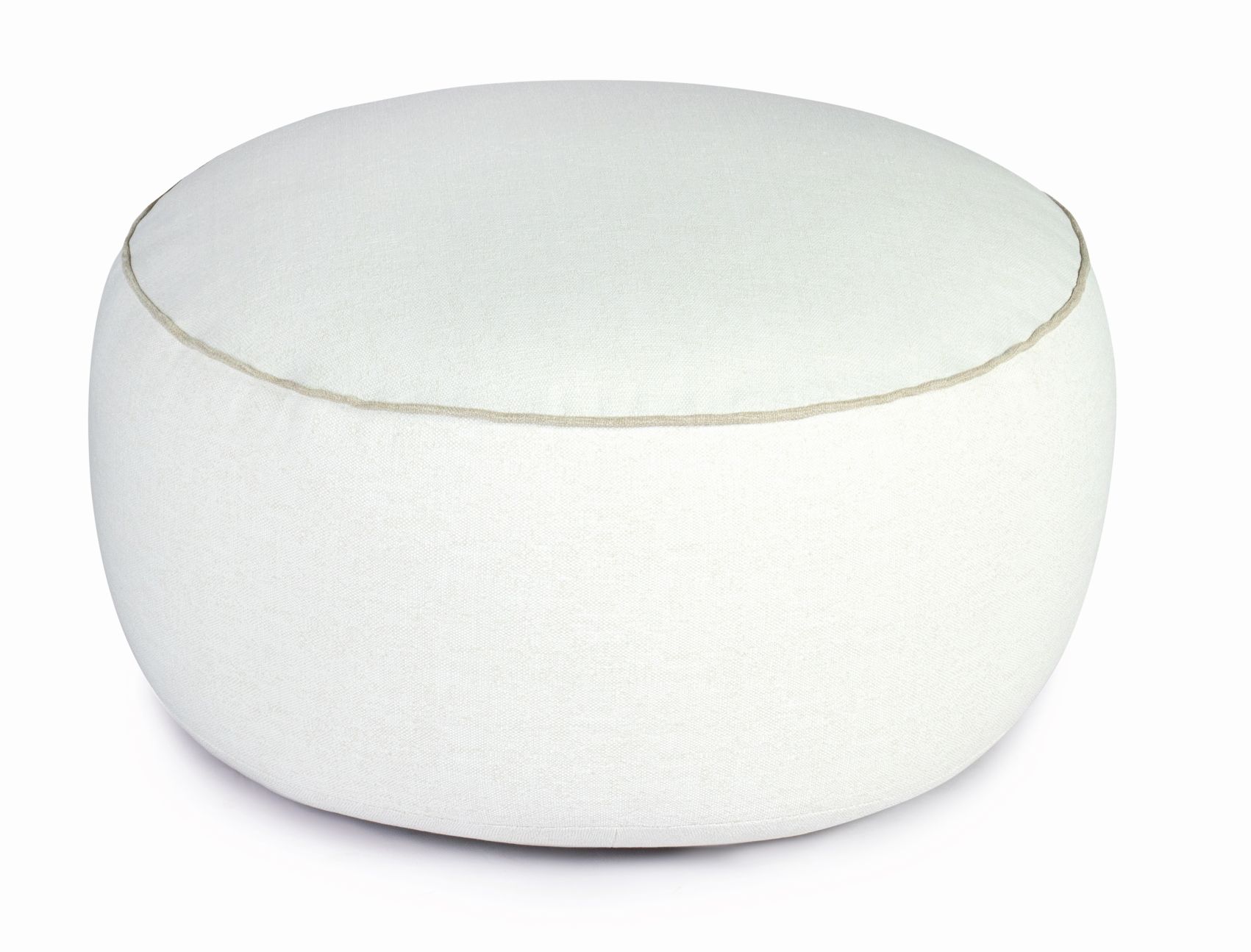 Weishäupl Maliha Lounge Hocker, runder Outdoor Sitzhocker in Weiß, bequeme Gartenmöbel.