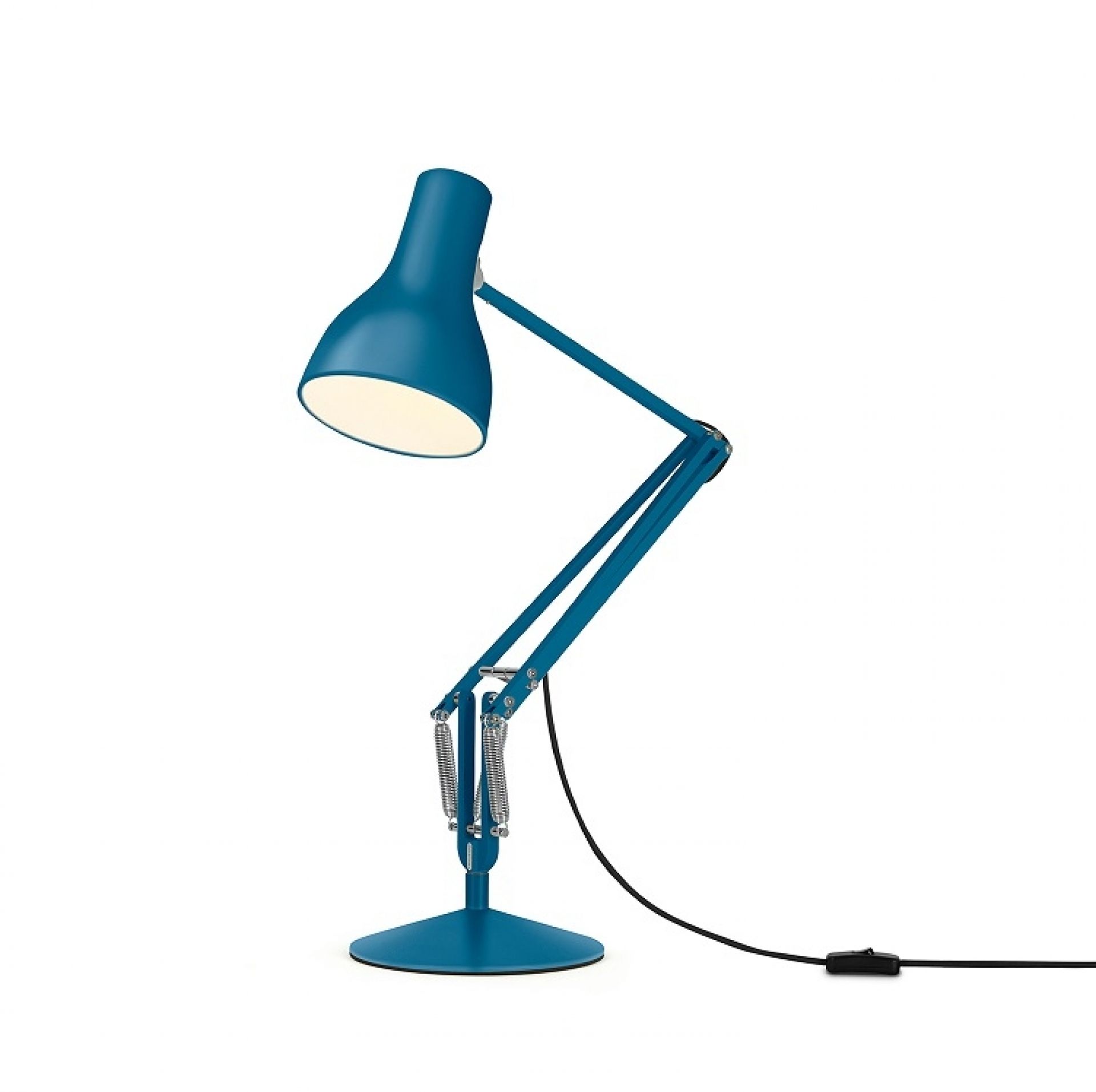 Blaue Anglepoise Type 75 Schreibtischleuchte Margaret Howell Edition, moderne Tischlampe für Büro und Zuhause.