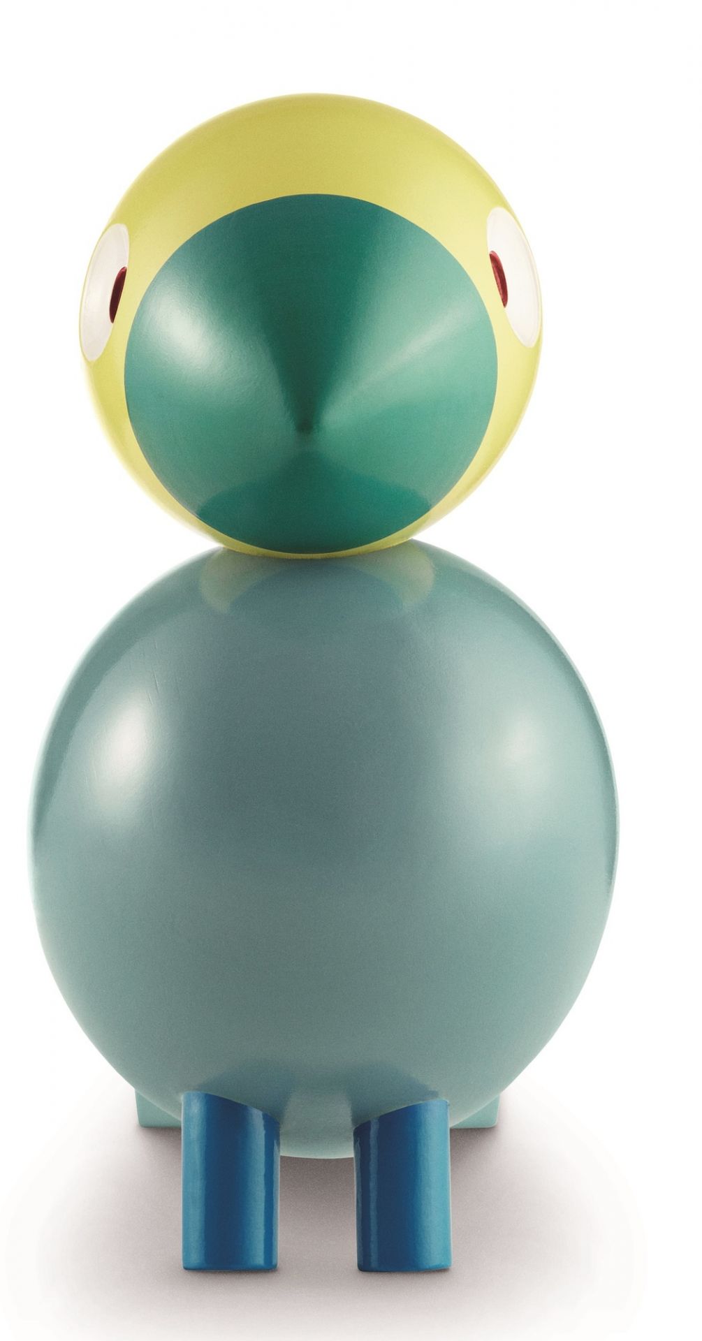 Kay Bojesen Songbirds Singvogel Sunshine Holzfigur: Gelb-grüner Kopf, blauer Körper und Beine.