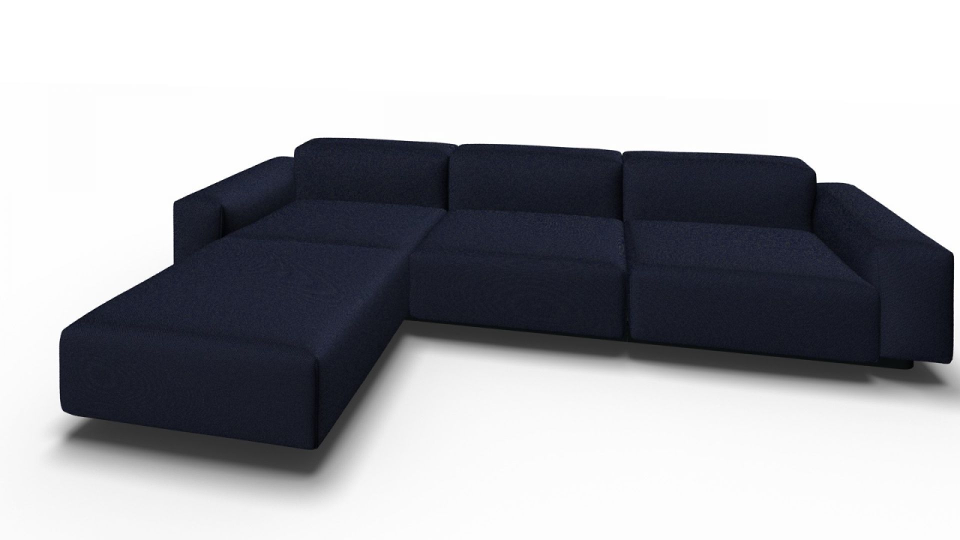 Dunkelblaues Soft Modular Sofa mit Chaise Longue von Vitra, modernes Wohnzimmer Möbel.